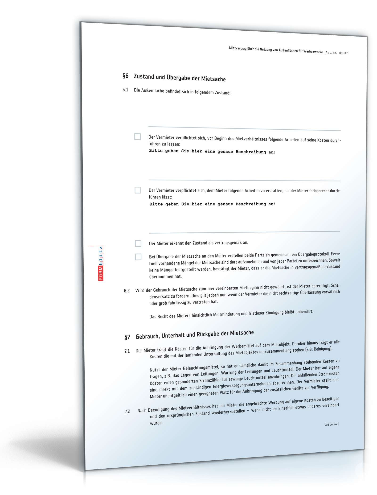 Mietvertrag Werbefläche PDF. Seite: 4