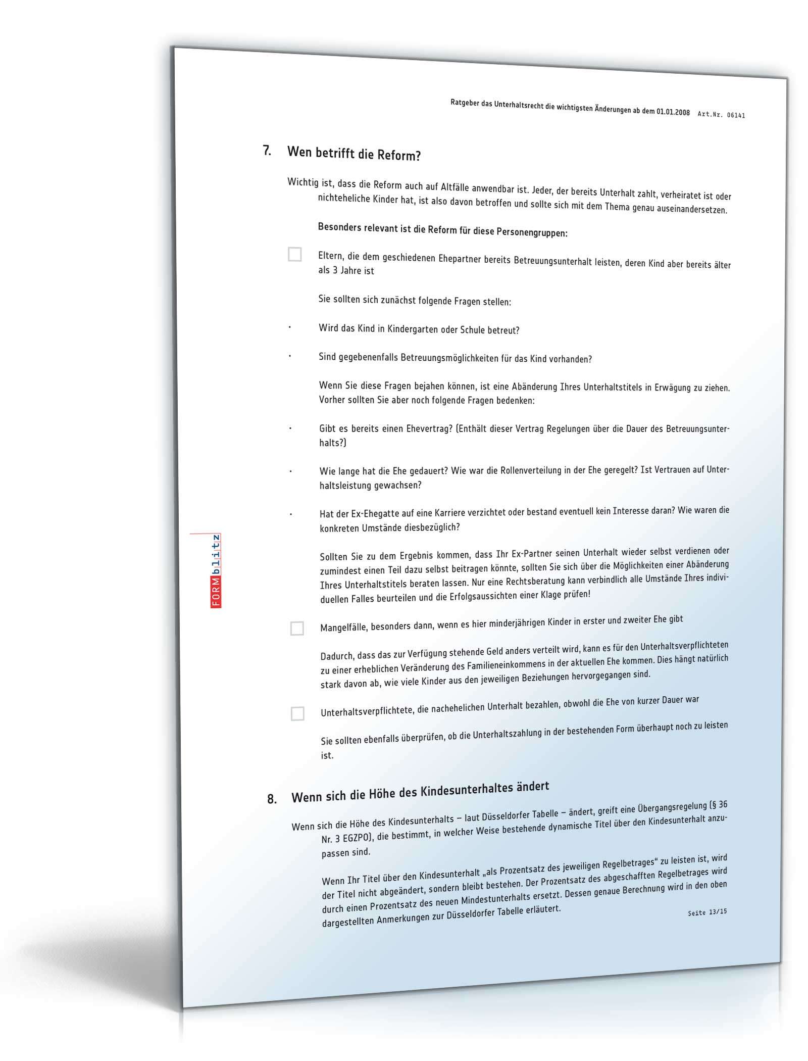 Ehevertrag nachehelicher Unterhalt inkl. Ratgeber Excel. Seite: 14