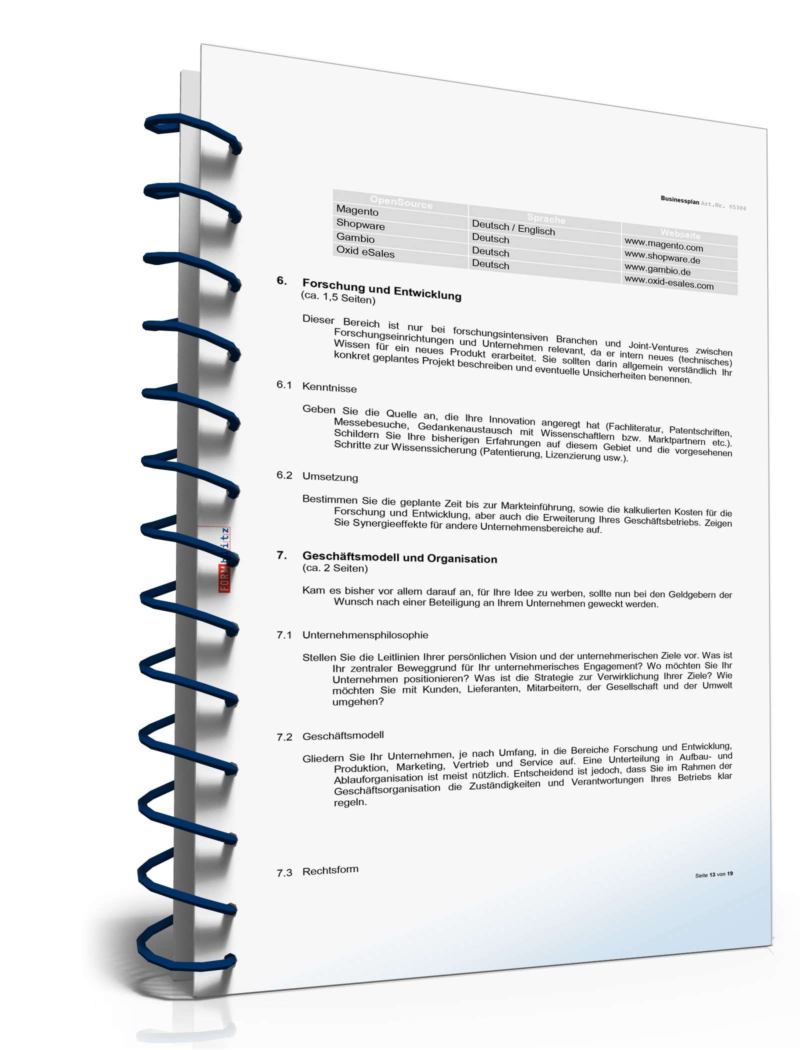 Businessplan E-Commerce Excel. Seite: 11