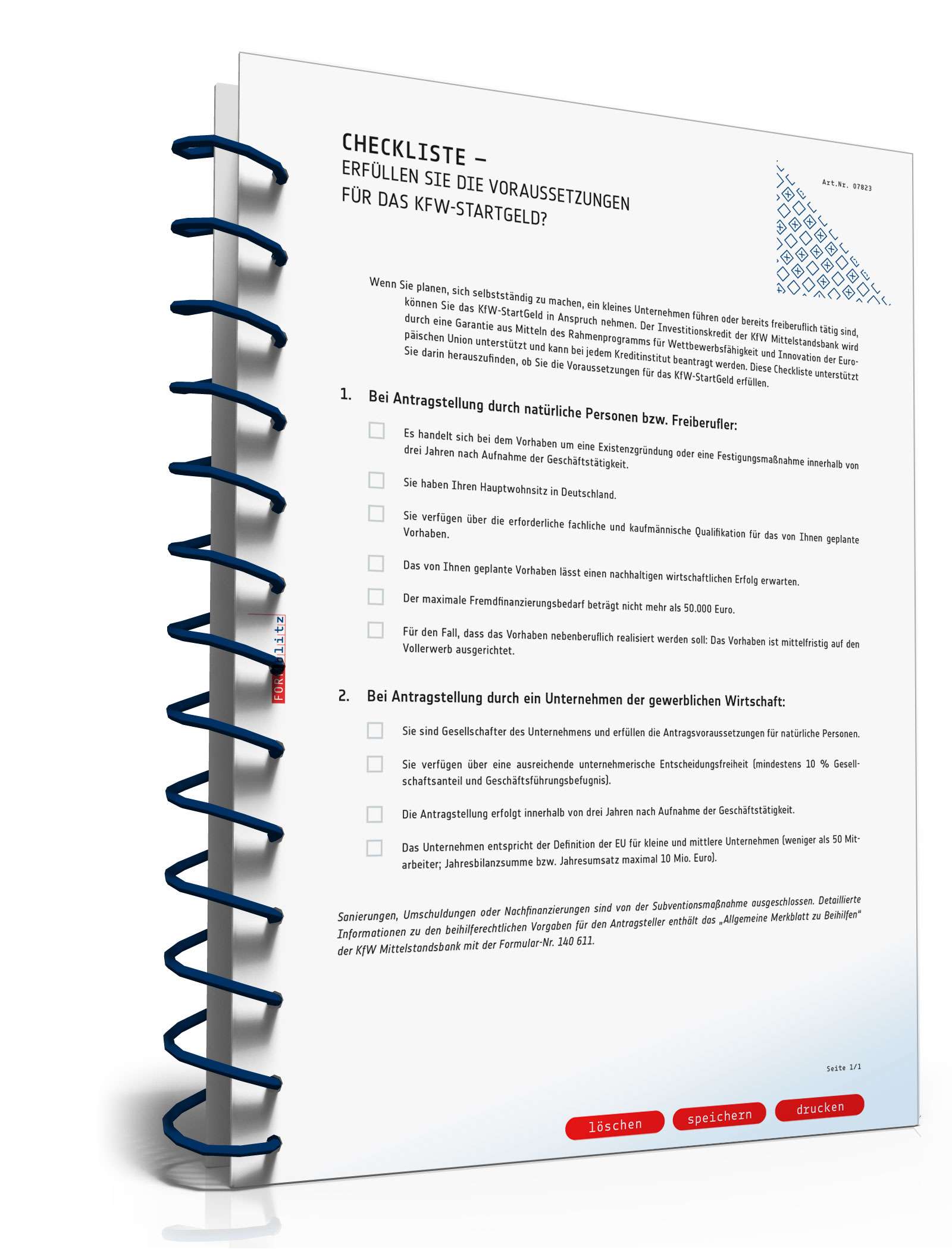 Checkliste KfW-StartGeld PDF