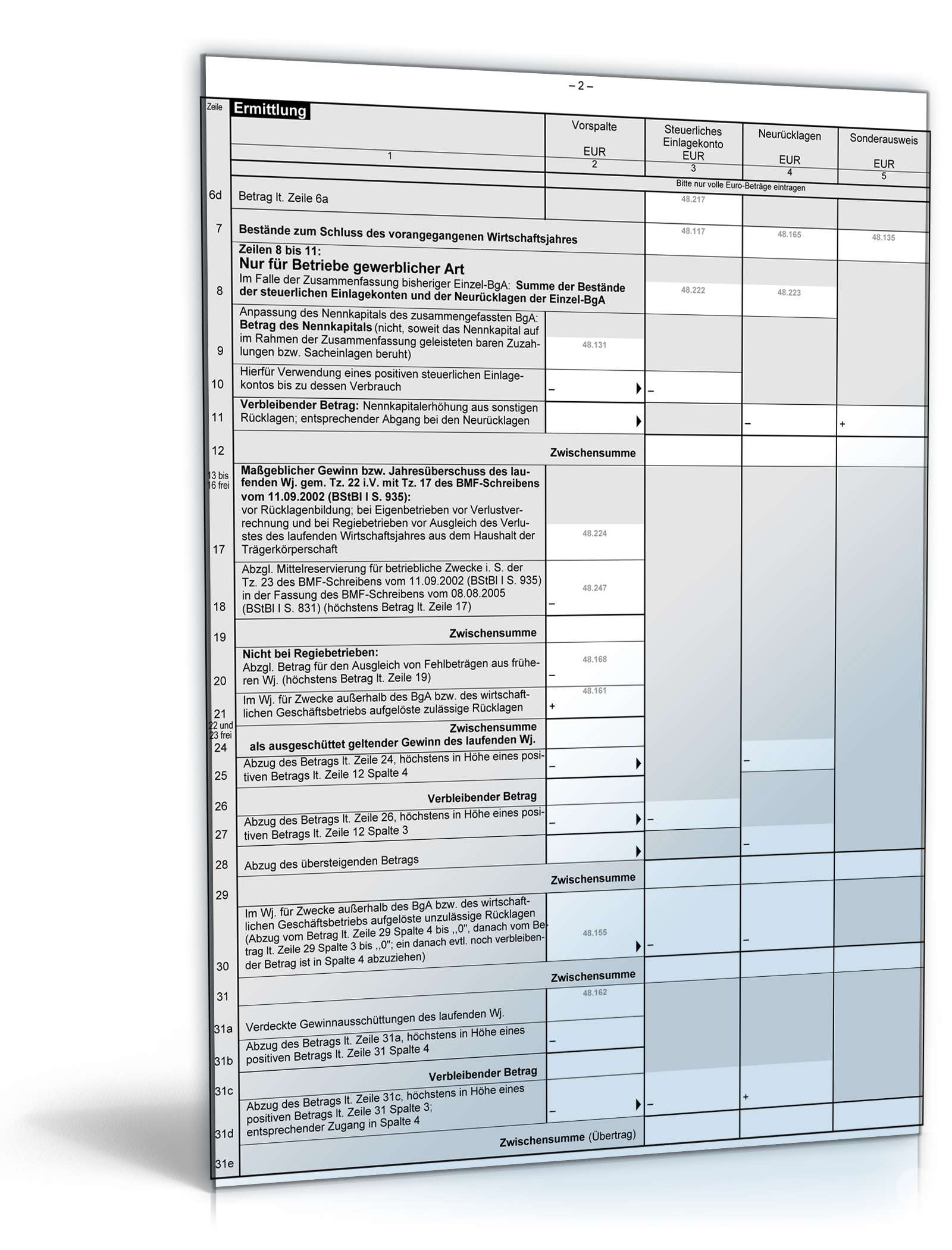 Erklärung zur gesonderten Feststellung PDF. Seite: 2