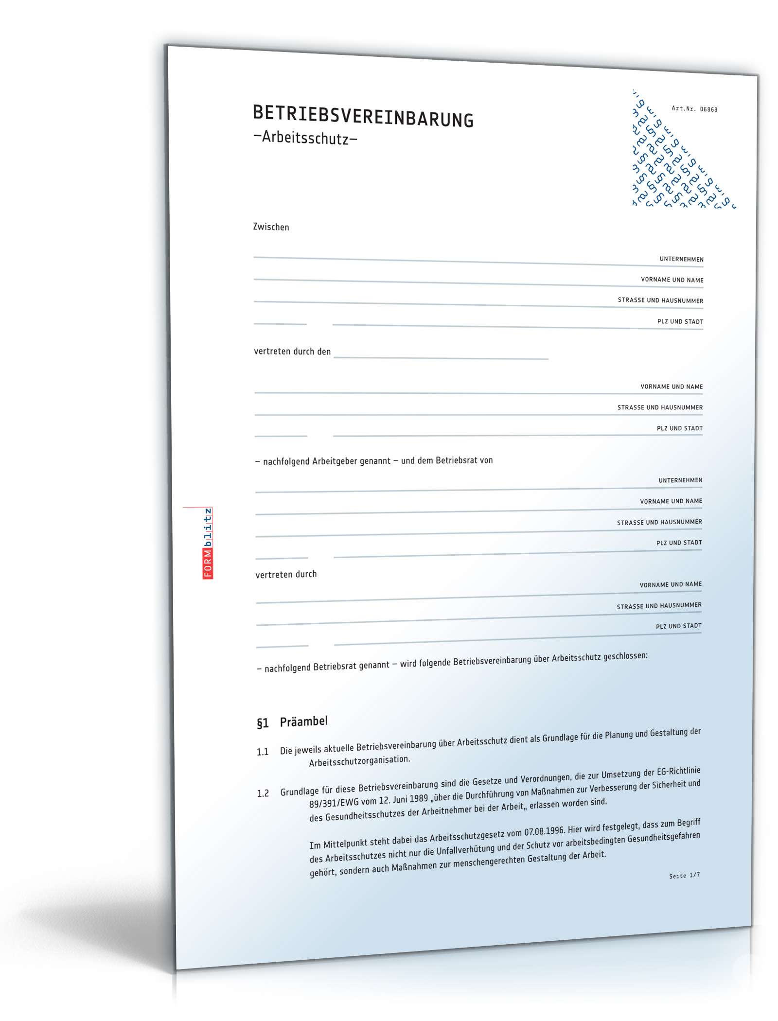 Betriebsvereinbarung Arbeitsschutz PDF