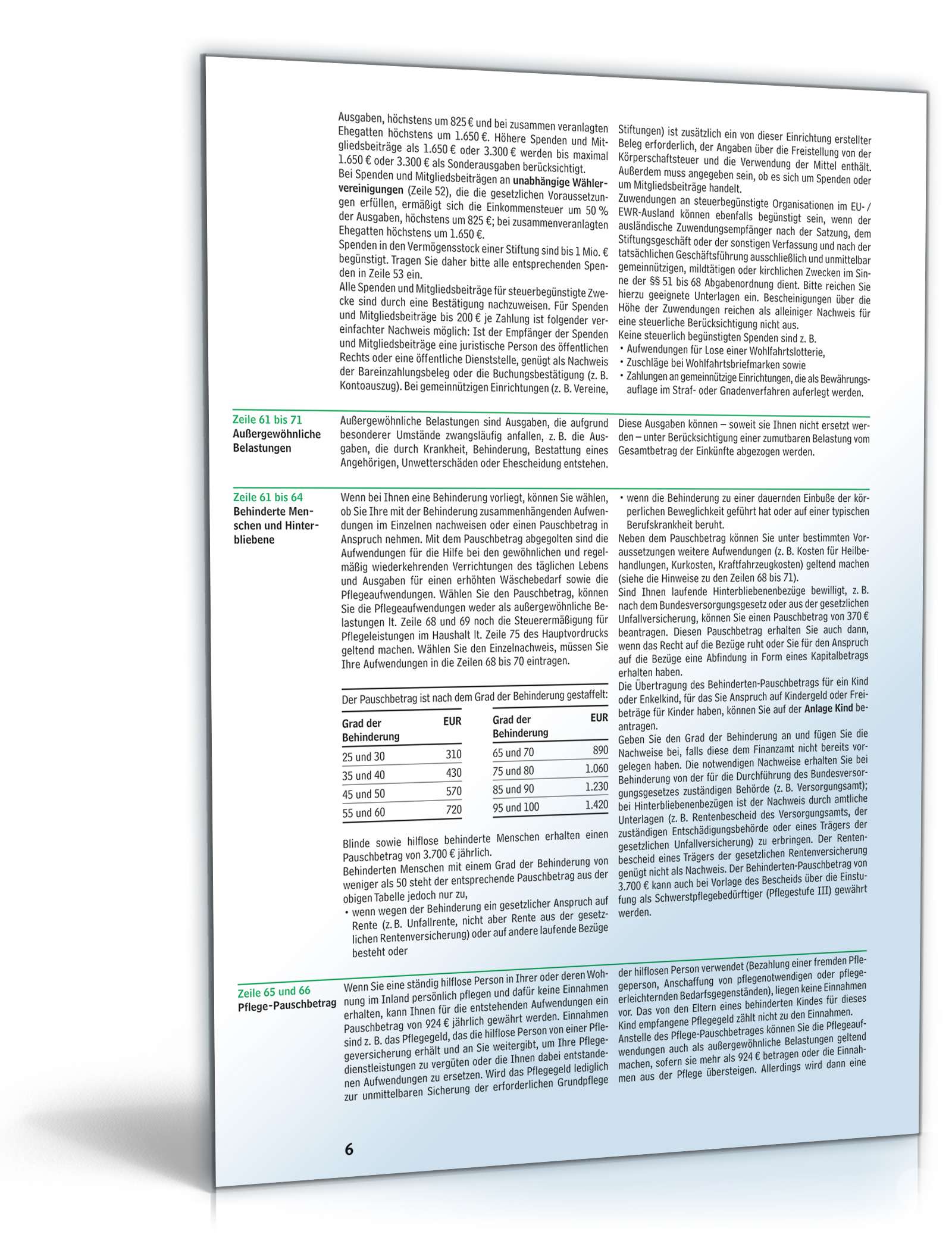 Anleitung zum ausfüllen der Einkommensteuererklärung 2012 PDF. Seite: 6