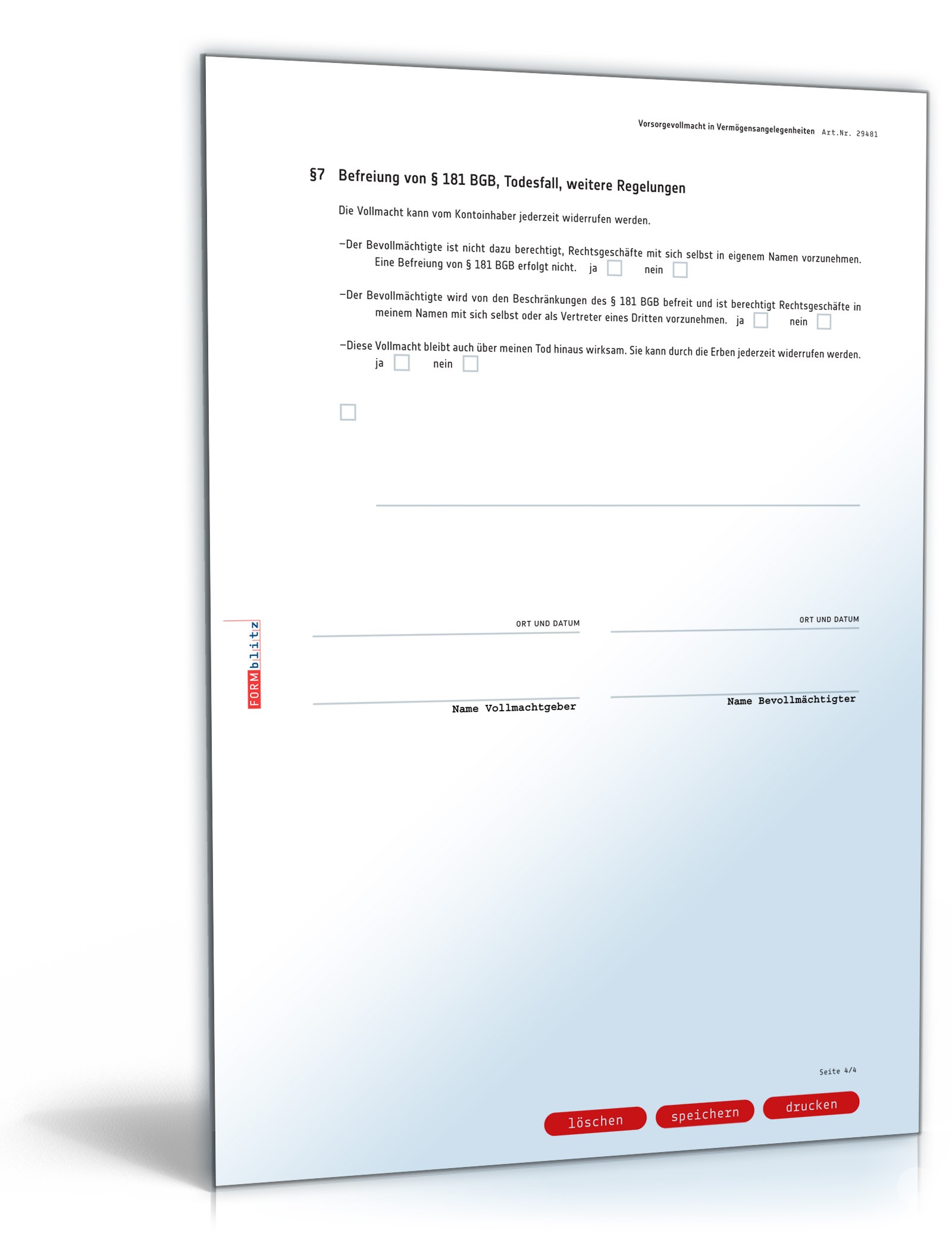Vorsorgevollmacht Vermögensangelegenheiten PDF. Seite: 4