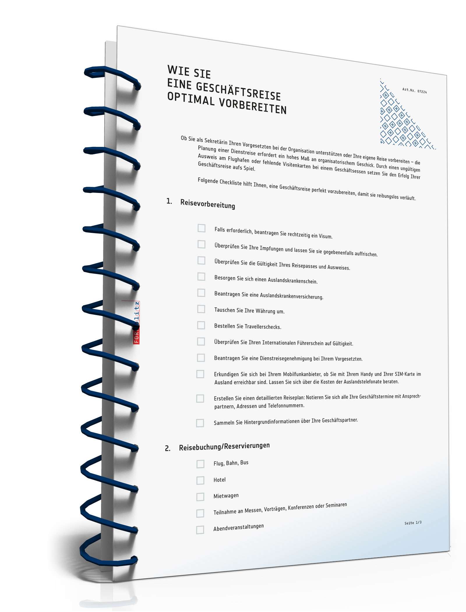 Checkliste Vorbereitung Geschäftsreise  PDF
