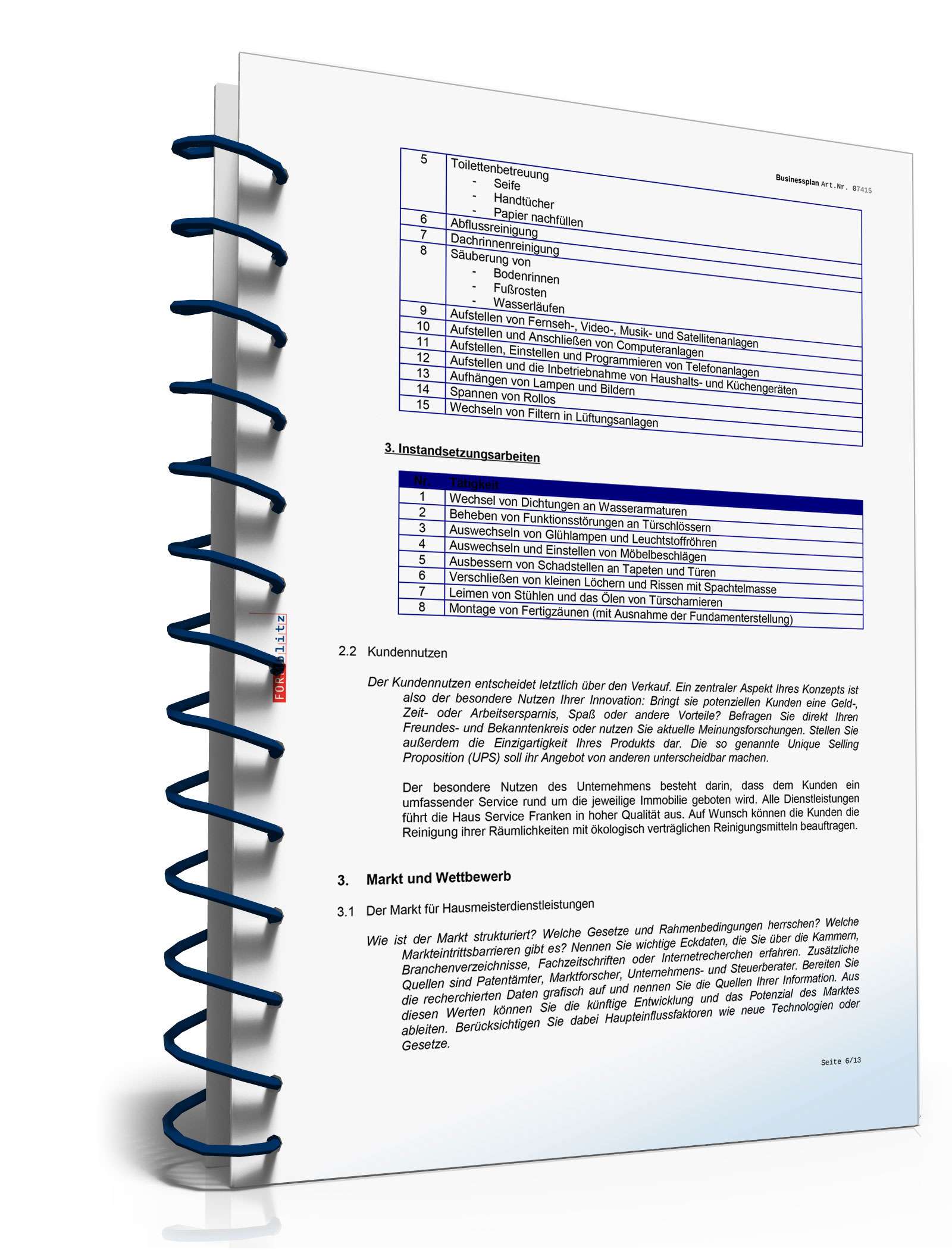 Businessplan Hausmeisterservice Excel. Seite: 10