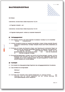 Bauträgervertrag Word