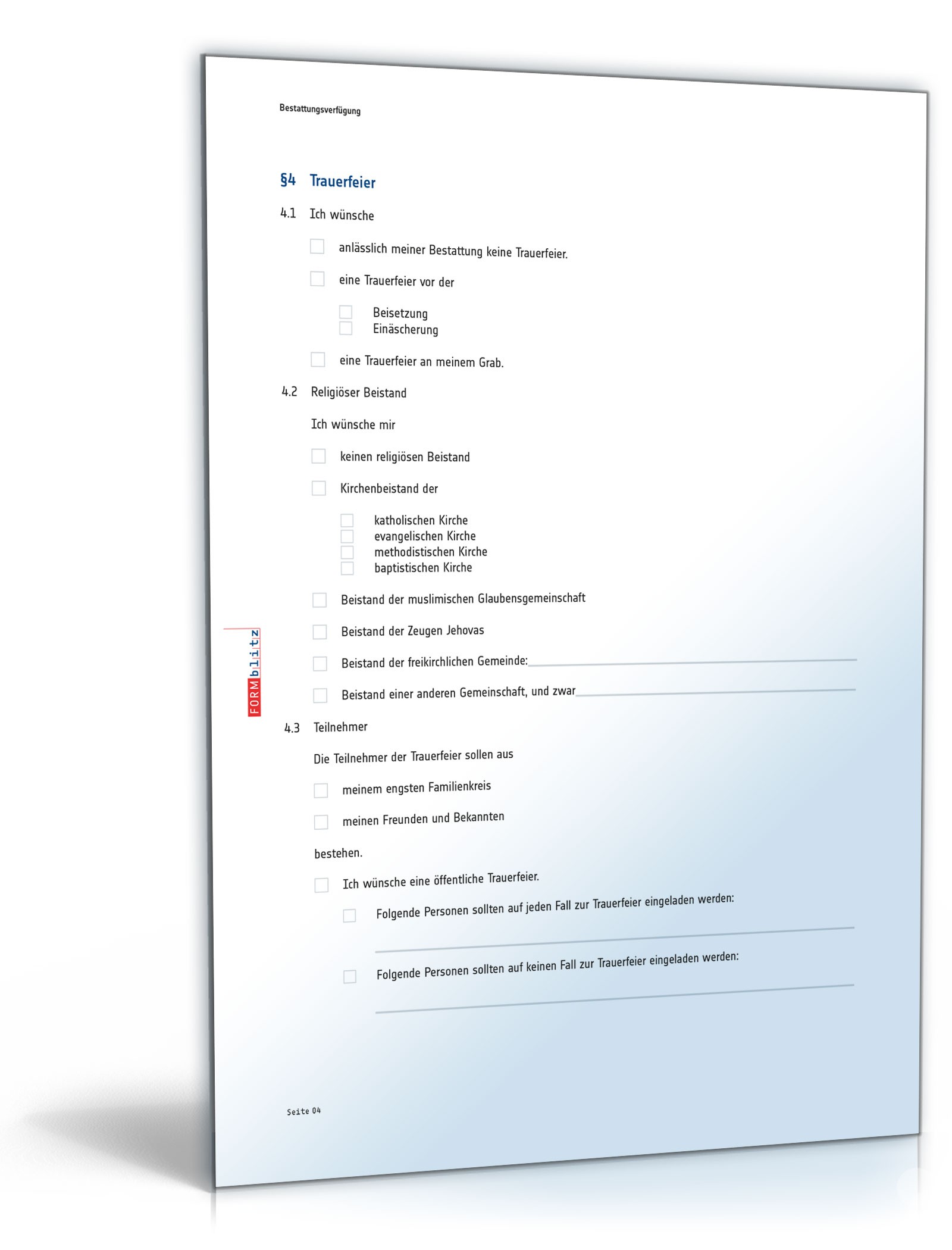 Bestattungsverfügung PDF. Seite: 5