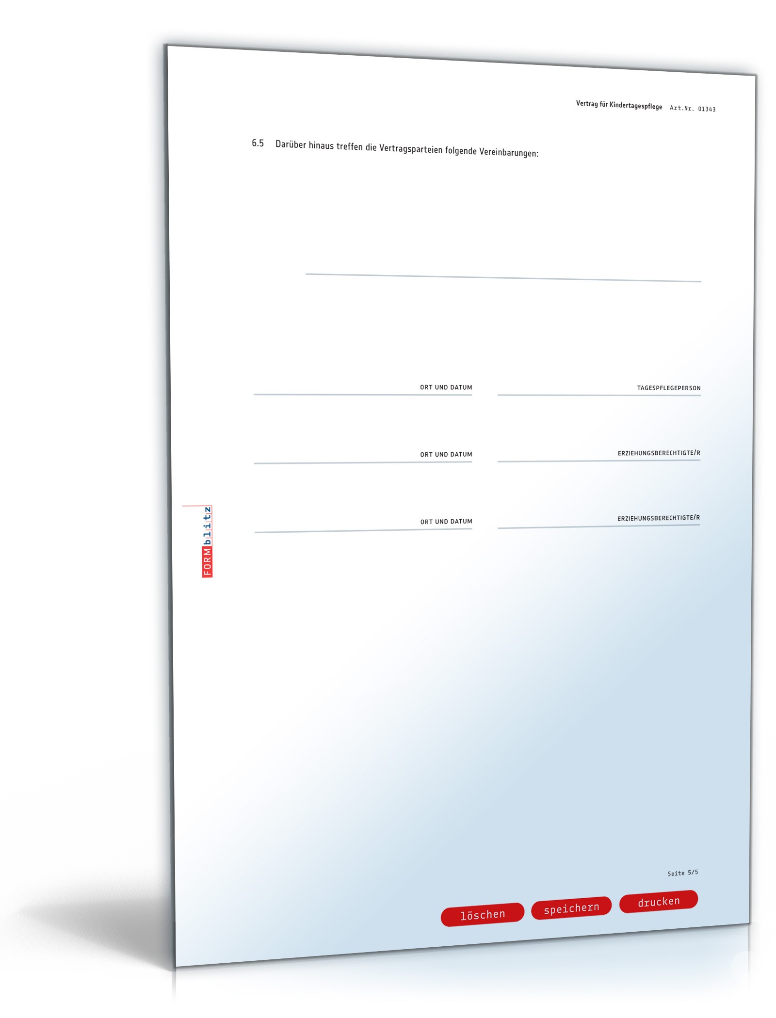 Vertrag für Kindertagespflege PDF. Seite: 5