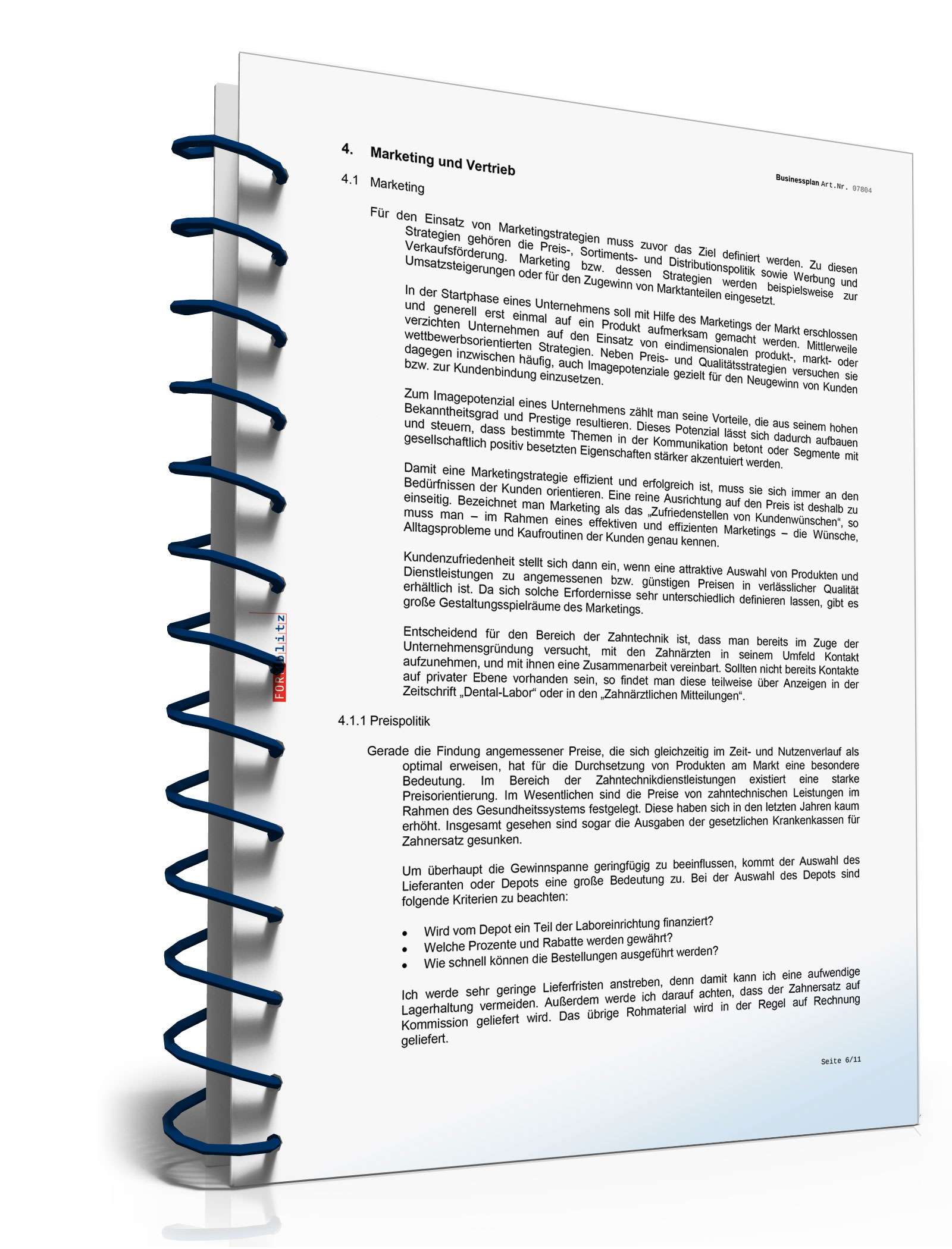 Businessplan Dentallabor Excel. Seite: 9