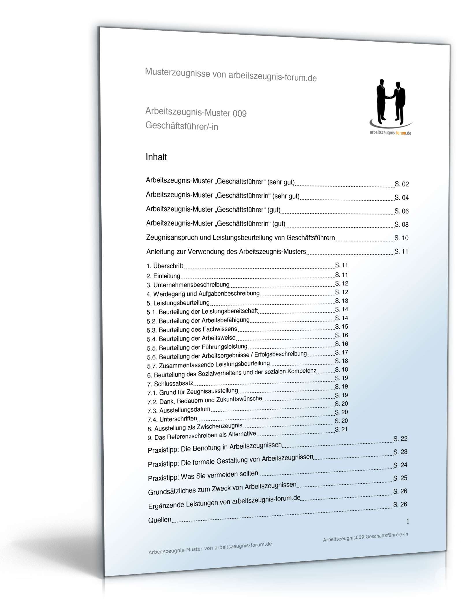 Arbeitszeugnis Geschäftsführer  PDF