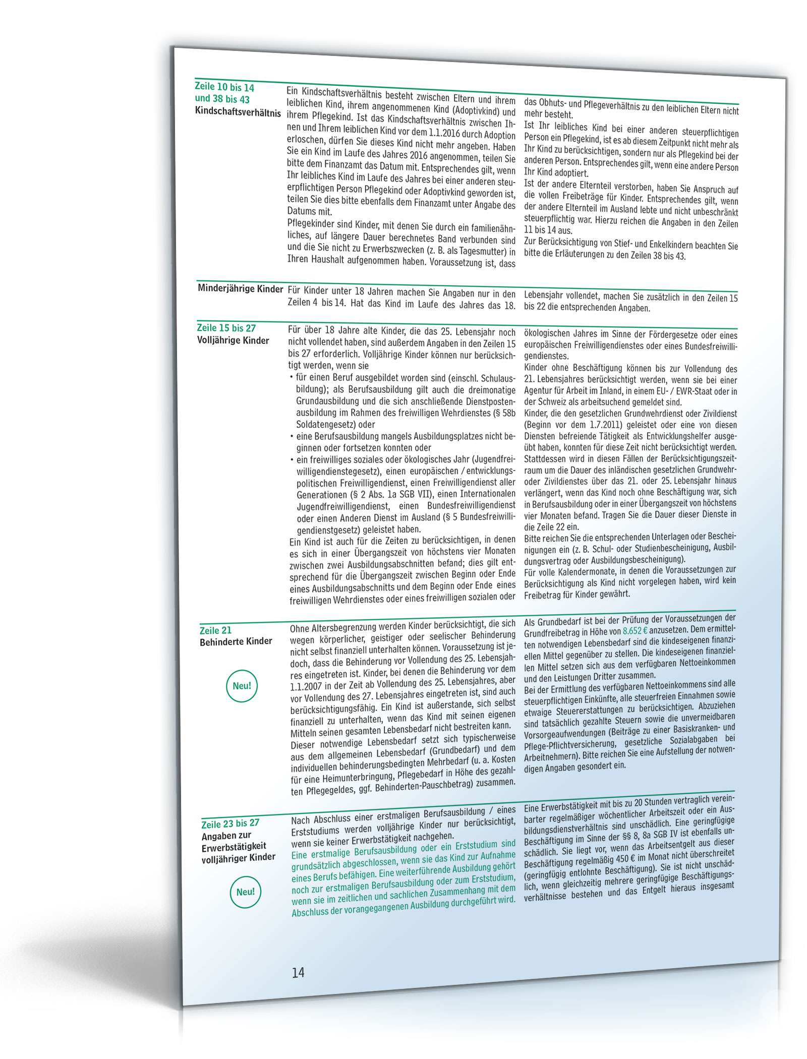 Anleitung zur Einkommensteuererklärung 2016 PDF. Seite: 14