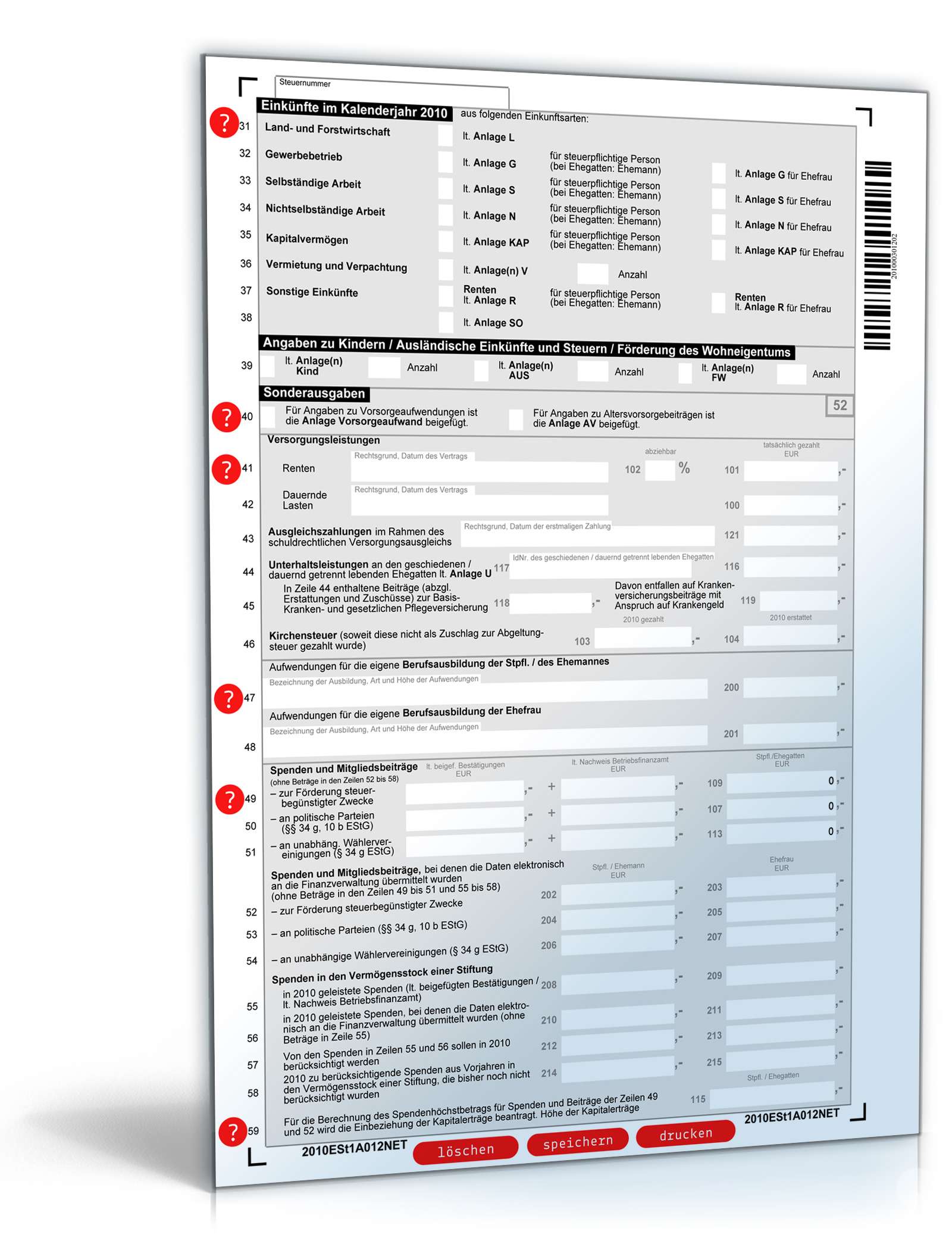 Einkommensteuererklärung 2010 PDF. Seite: 2