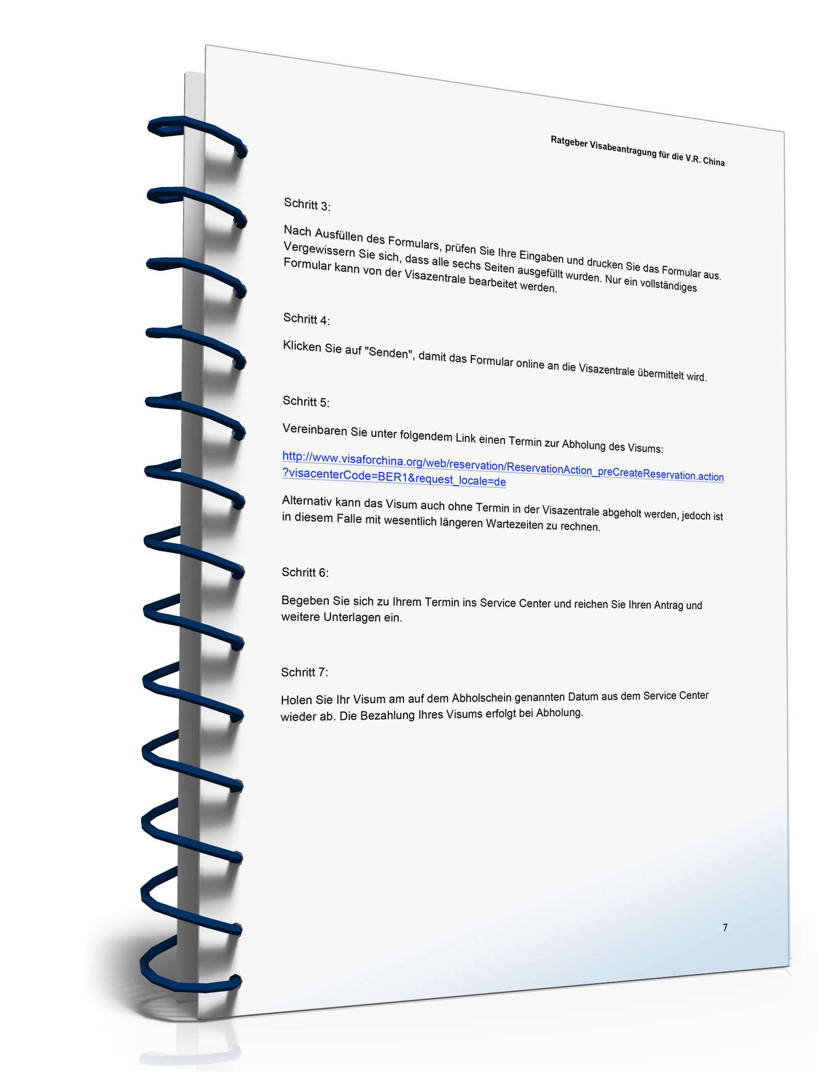 Ratgeber Beantragung Visum China PDF. Seite: 8