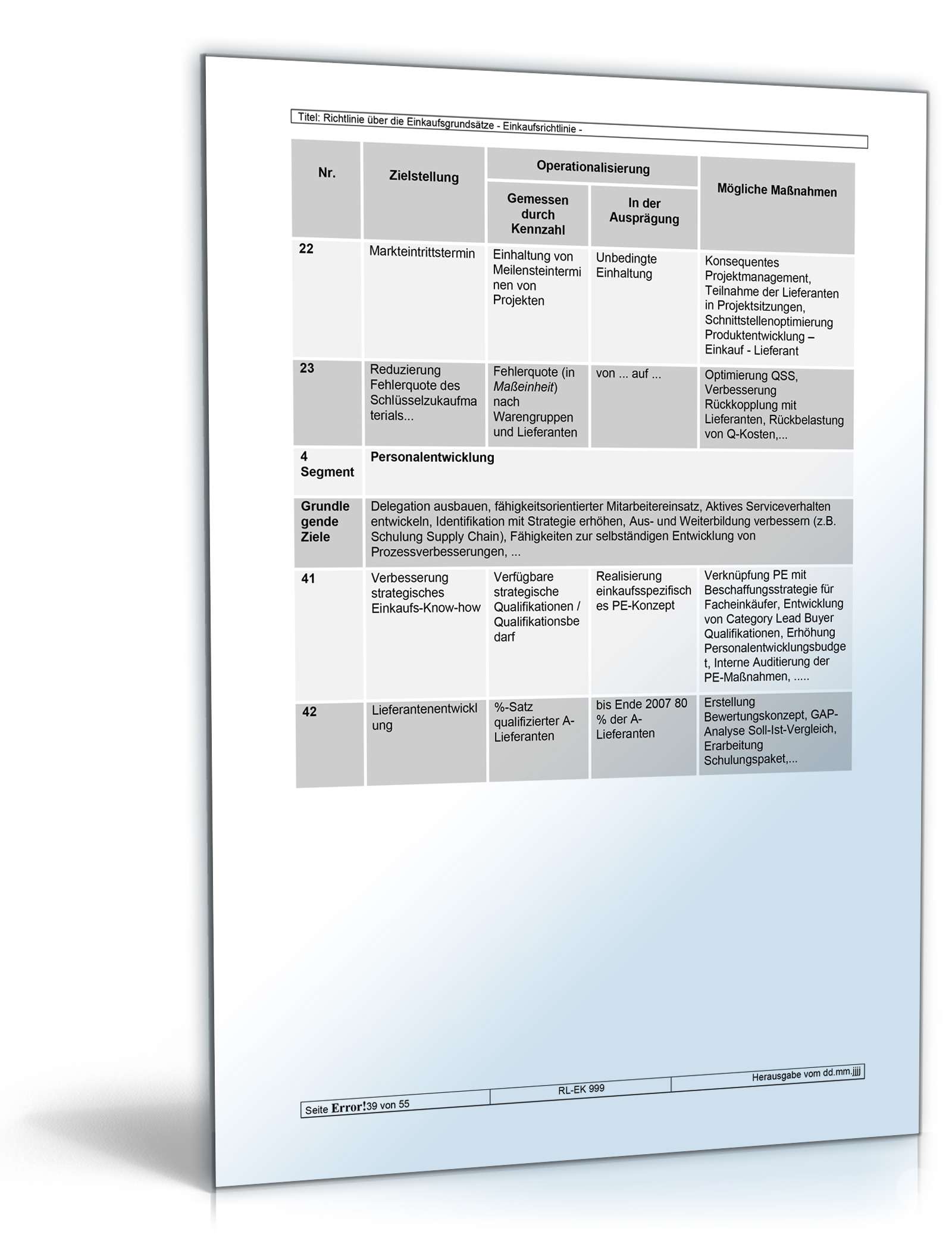 Richtlinien über die Einkaufsgrundsätze Word. Seite: 39