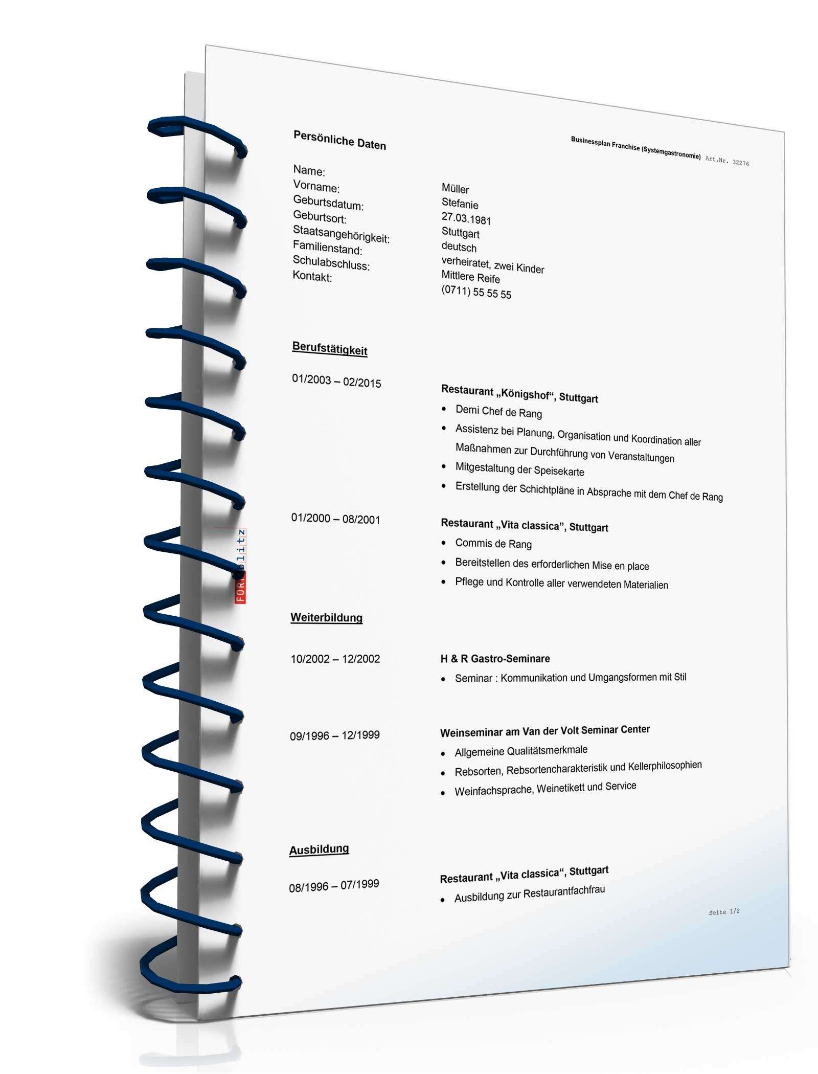 Businessplan Franchise (Systemgastronomie) Excel. Seite: 19