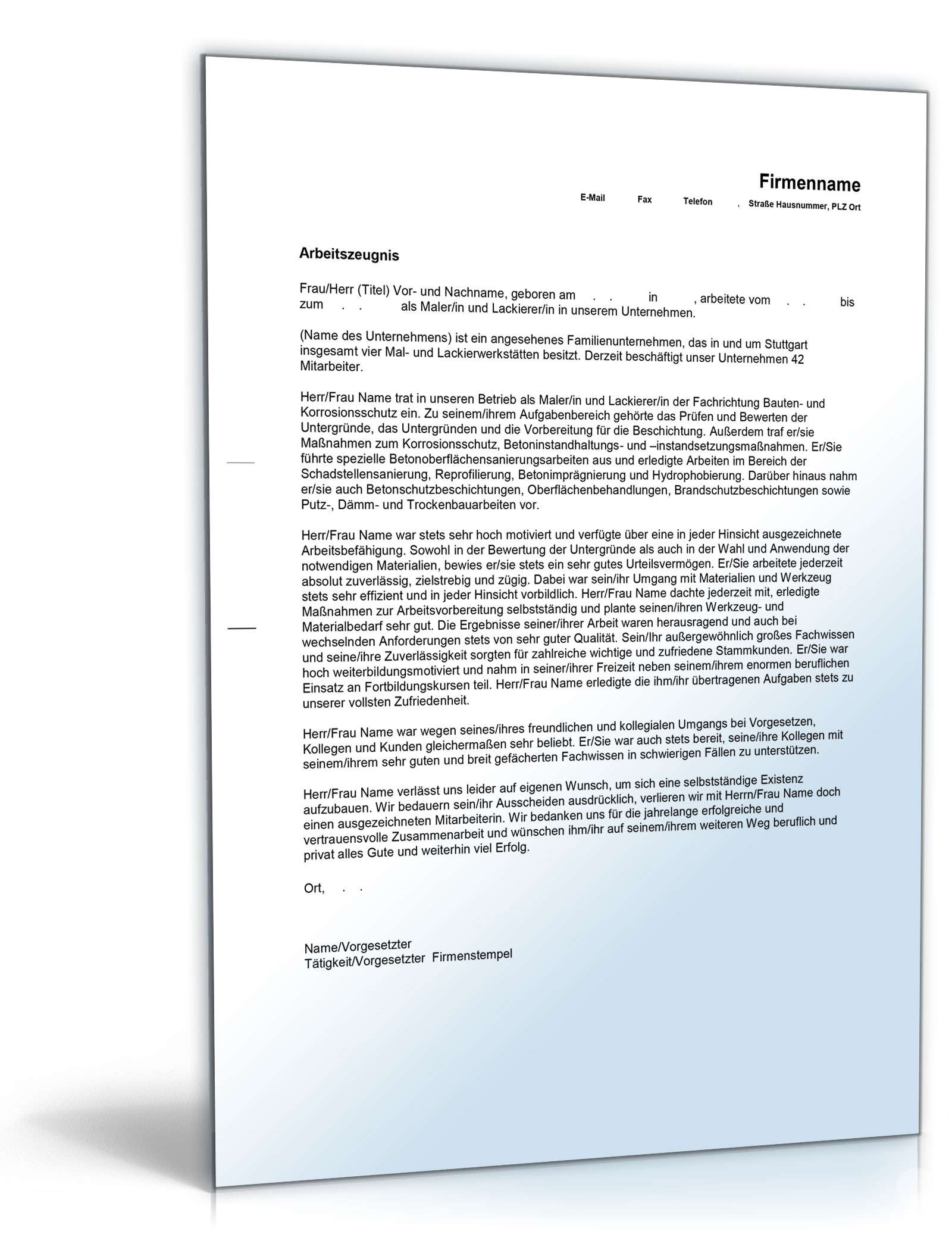 Arbeitszeugnis Maler Excel. Seite: 3