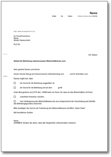 Fortsetzungsverlangen des Mieters bei Zeitmietvertrag Word