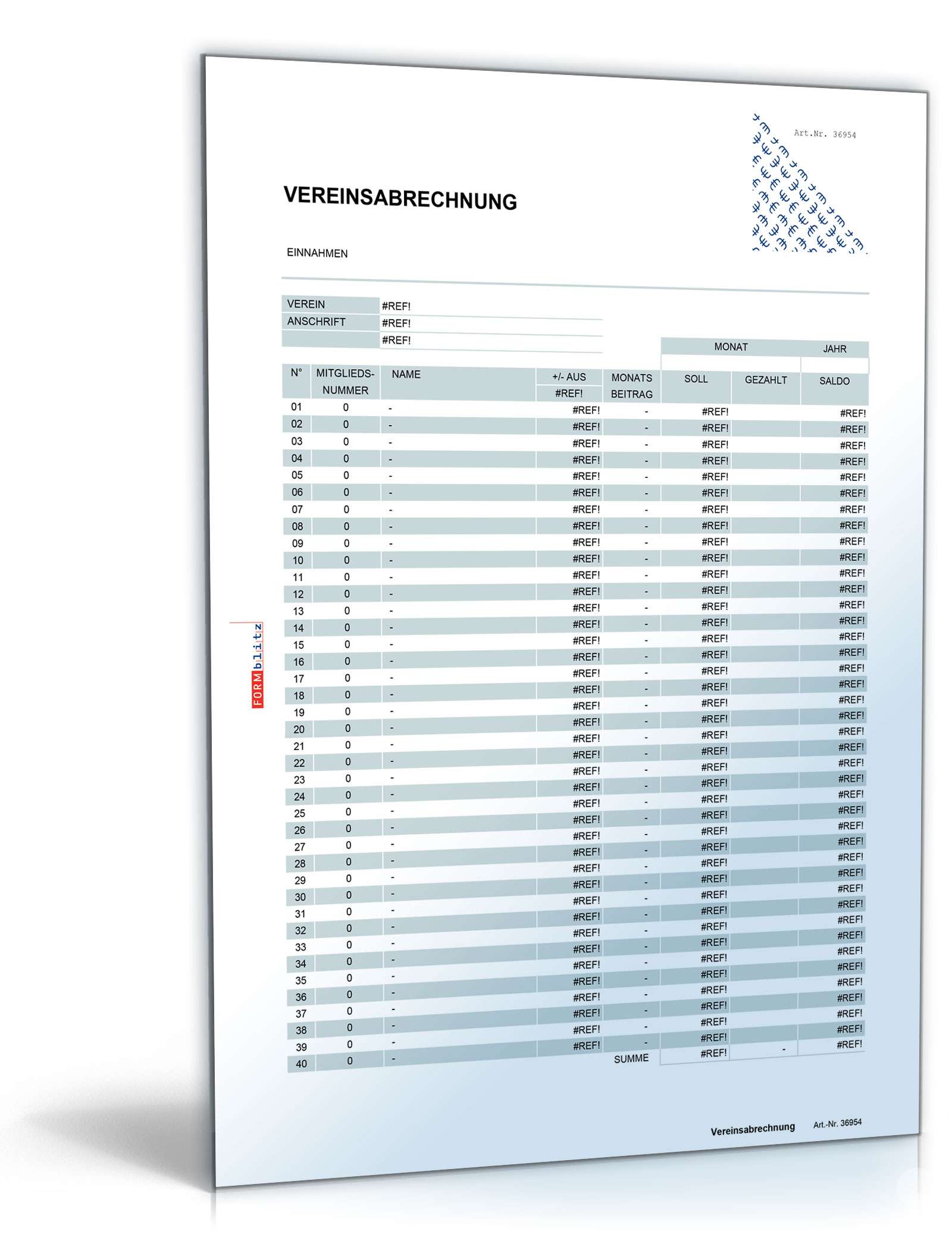 Mitgliederverwaltung Vereine mit Beitragsabrechnung Excel. Seite: 9