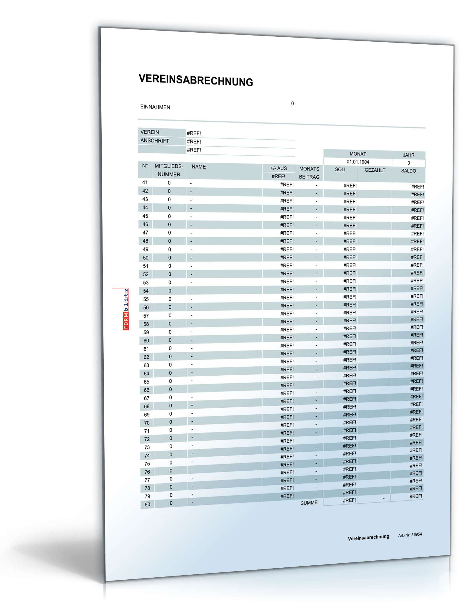 Mitgliederverwaltung Vereine mit Beitragsabrechnung Excel. Seite: 14
