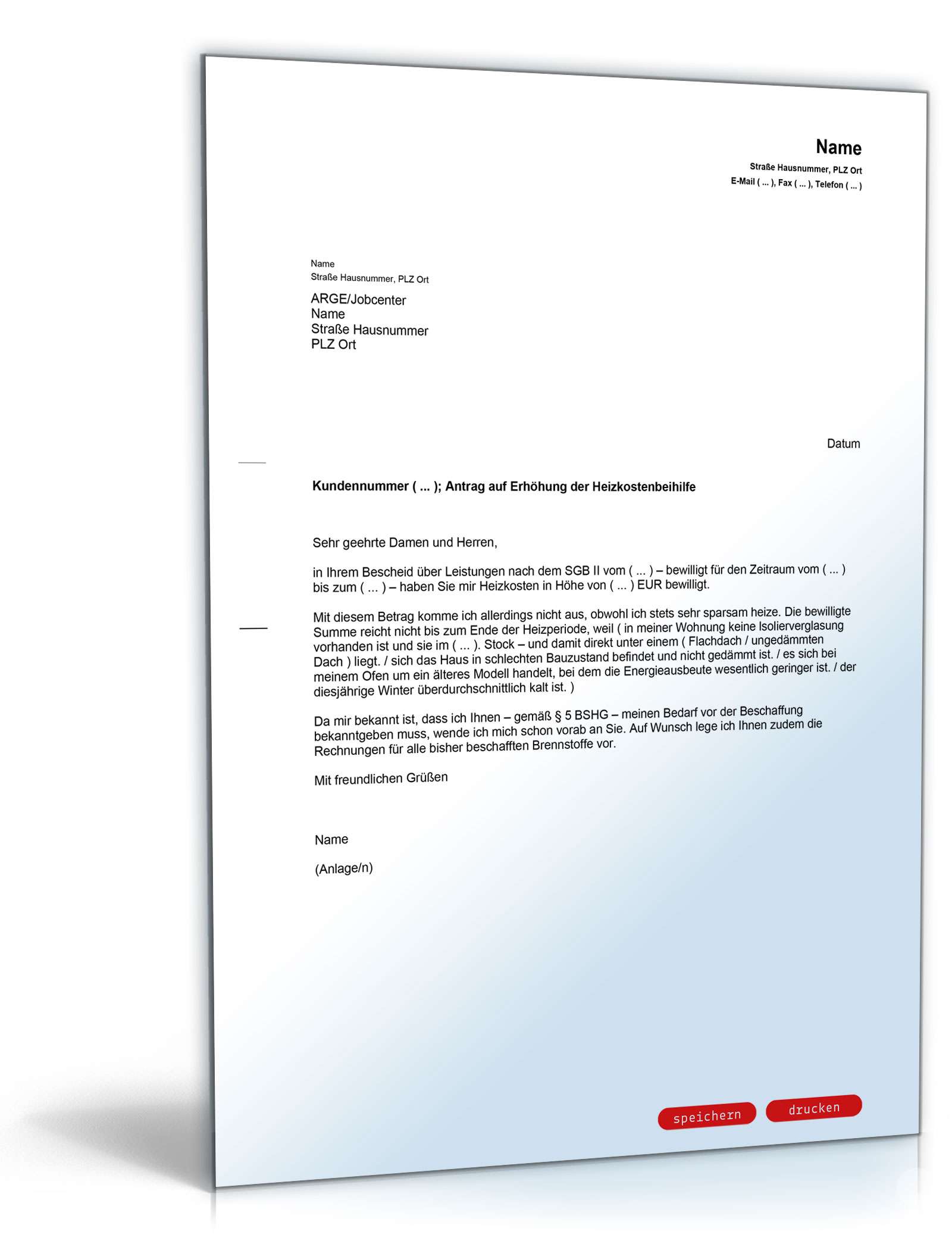 Antrag auf Erhöhung der Heizkostenbeihilfe PDF