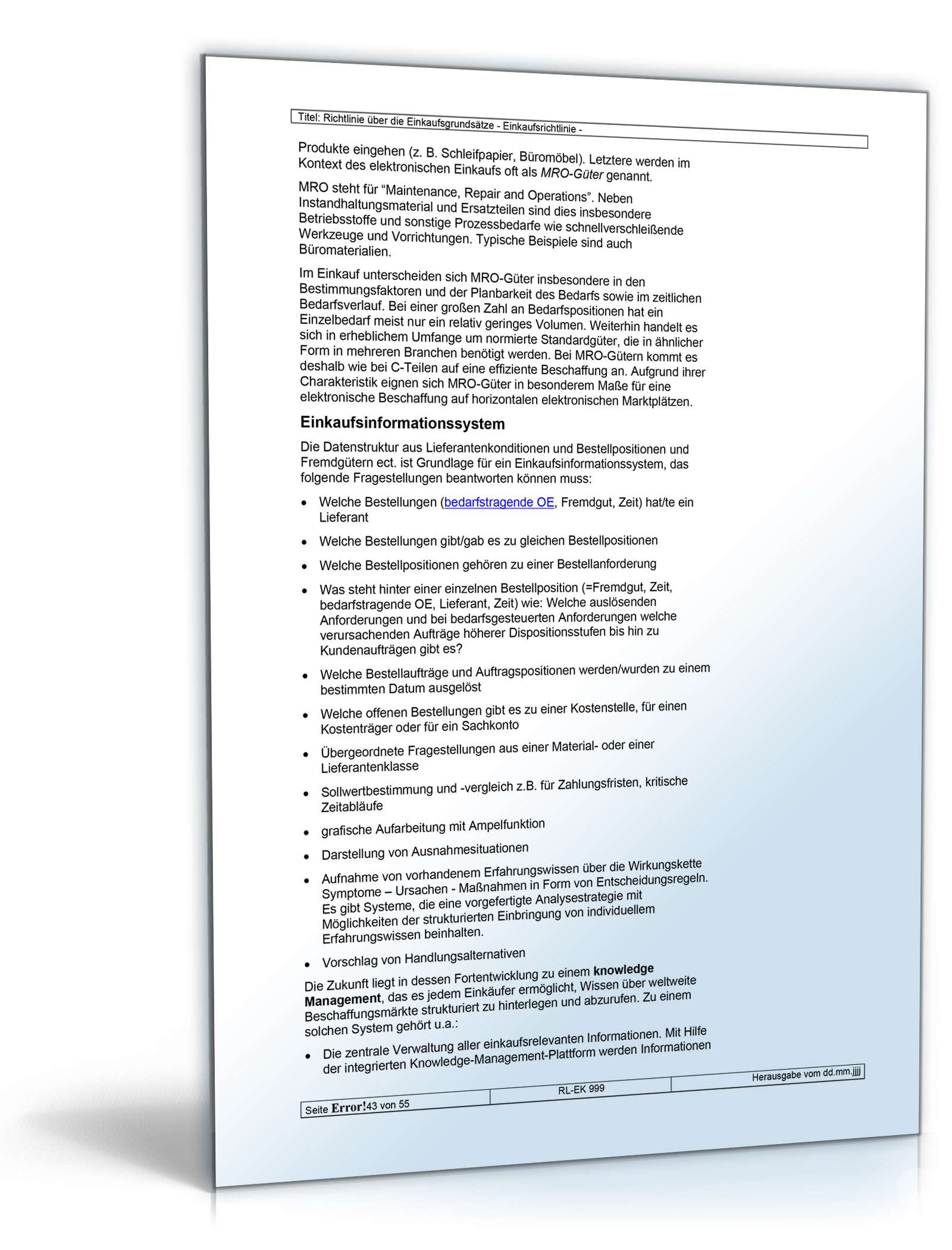 Richtlinien über die Einkaufsgrundsätze Word. Seite: 43
