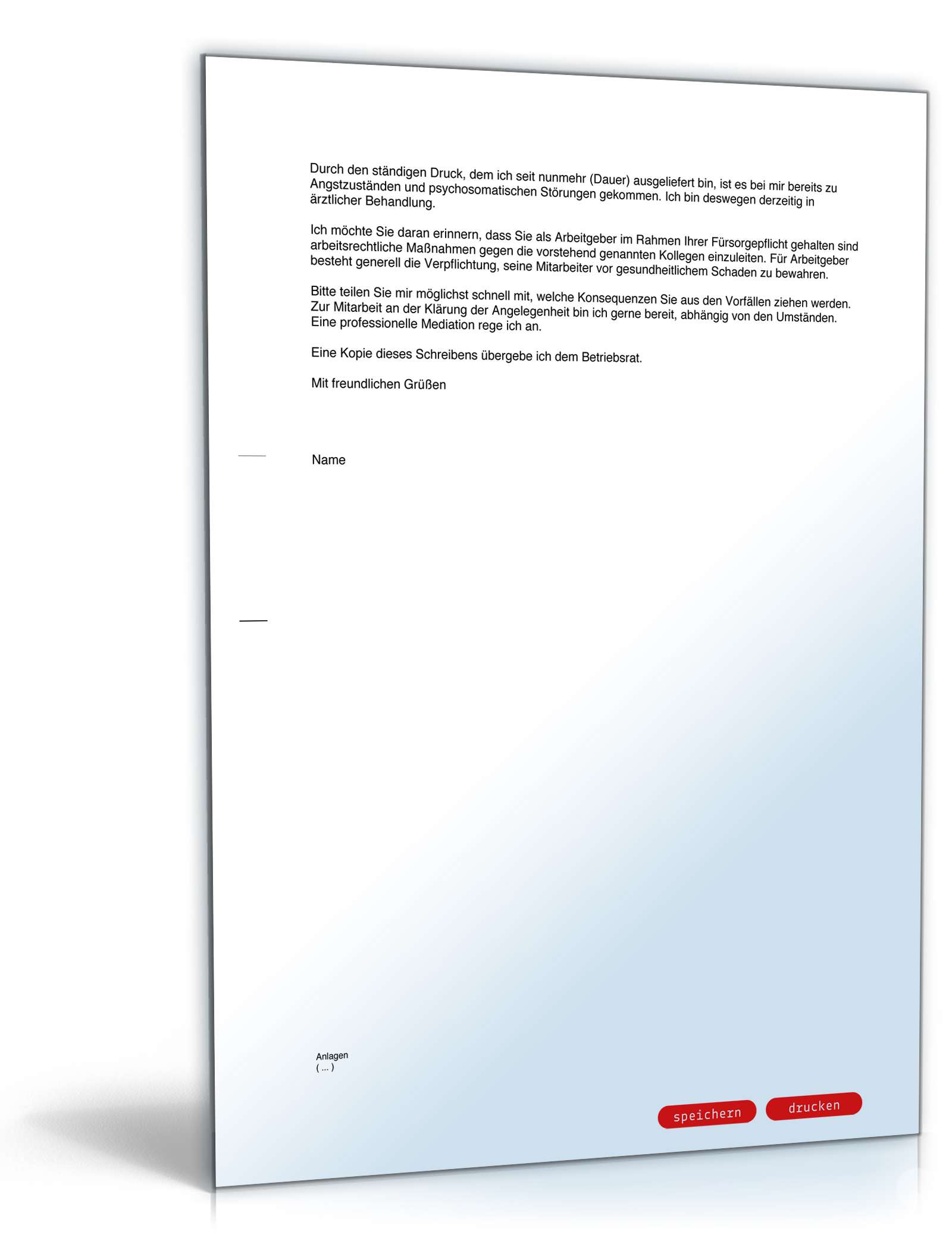 Aufforderung zur Unterbindung von Mobbinghandlungen PDF. Seite: 2