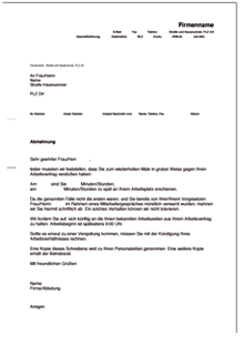 Abmahnung wegen Unpünktlichkeit Word