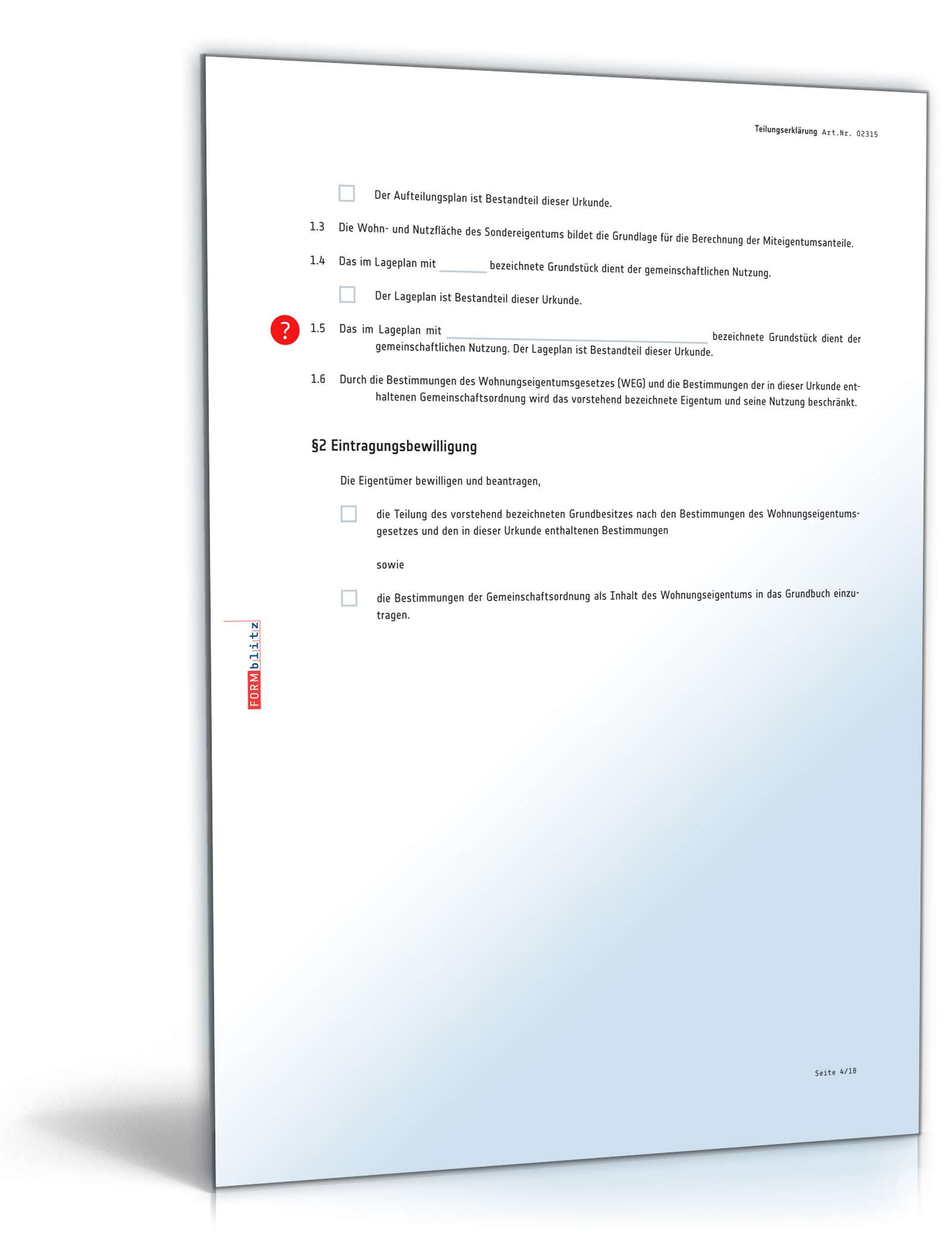 Teilungserklärung Wohnungseigentum PDF. Seite: 4