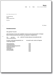 Forderung Verkehrsunfall Word