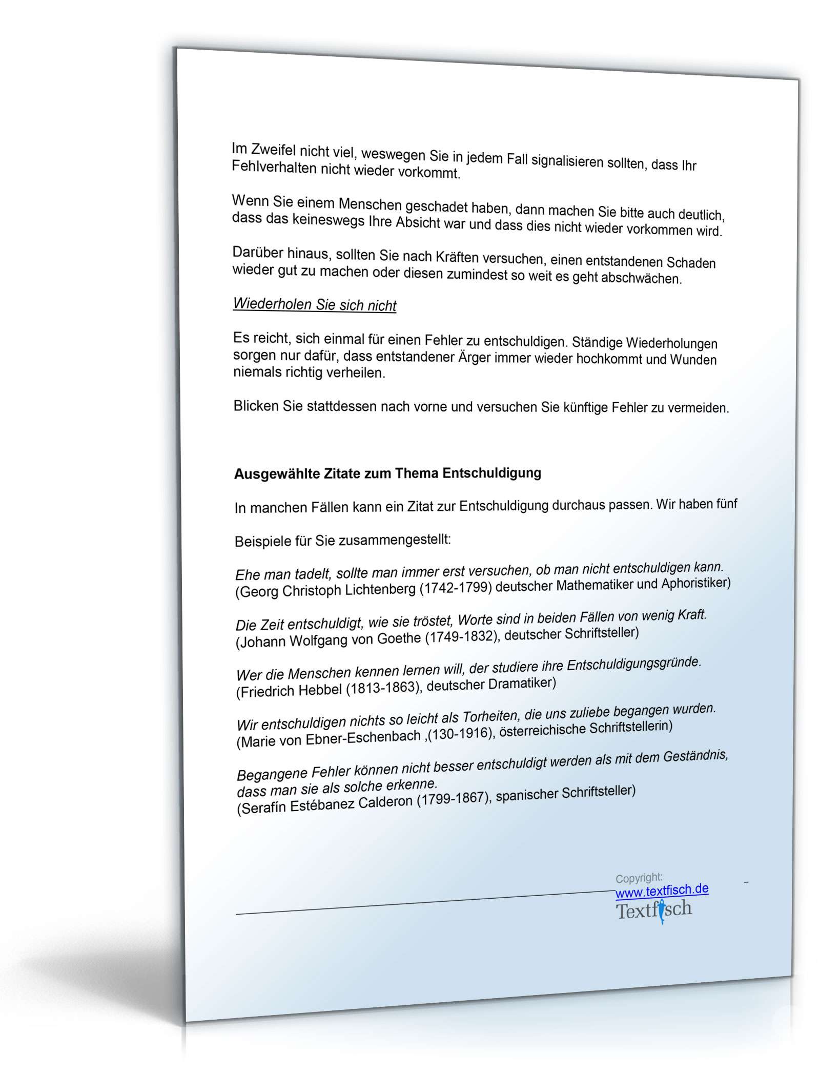 Entschuldigung verspätete Lieferung Produkt Word. Seite: 5