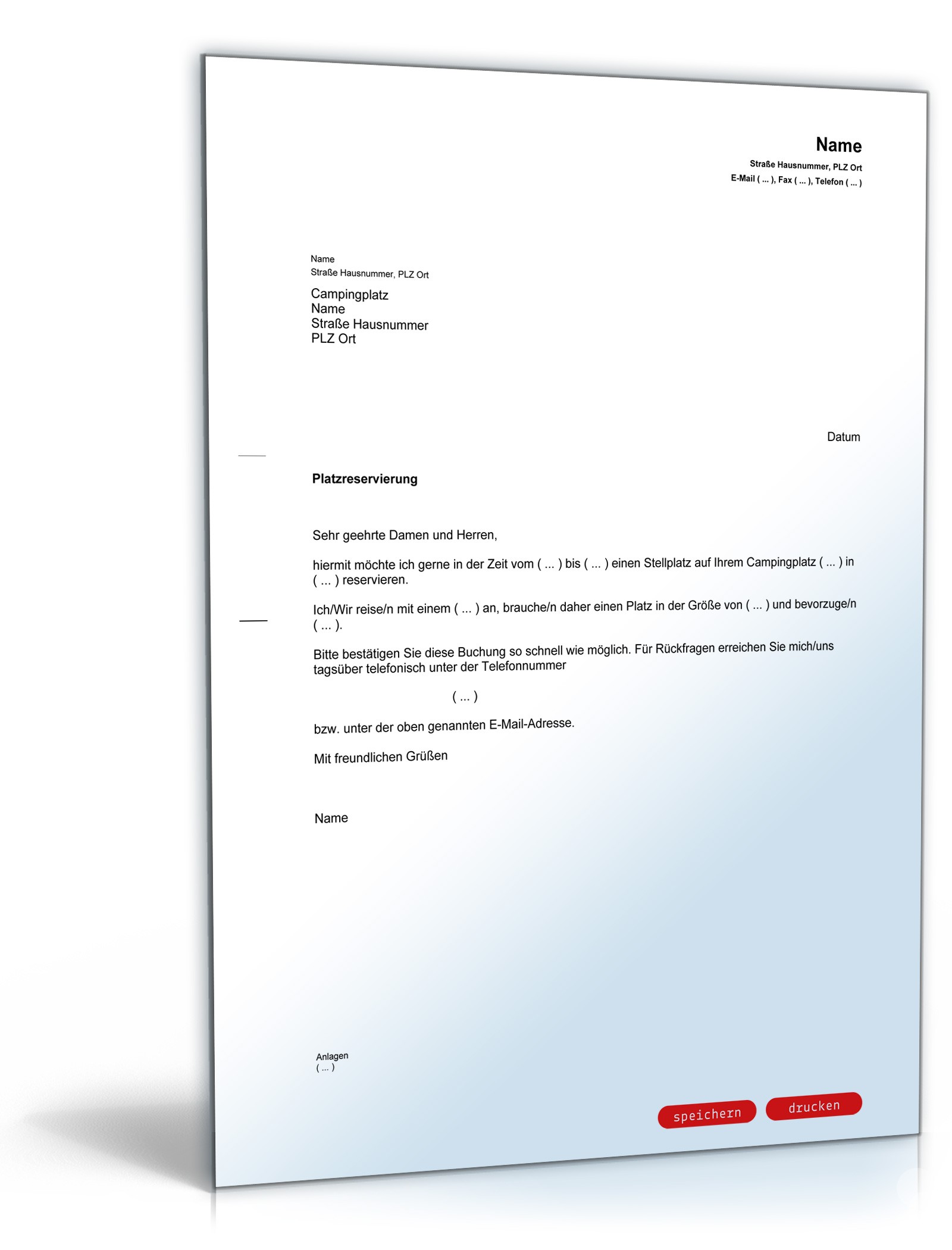 Reservierung Campingplatz  PDF