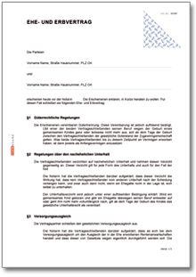Ehe- und Erbvertrag Gütertrennung Word