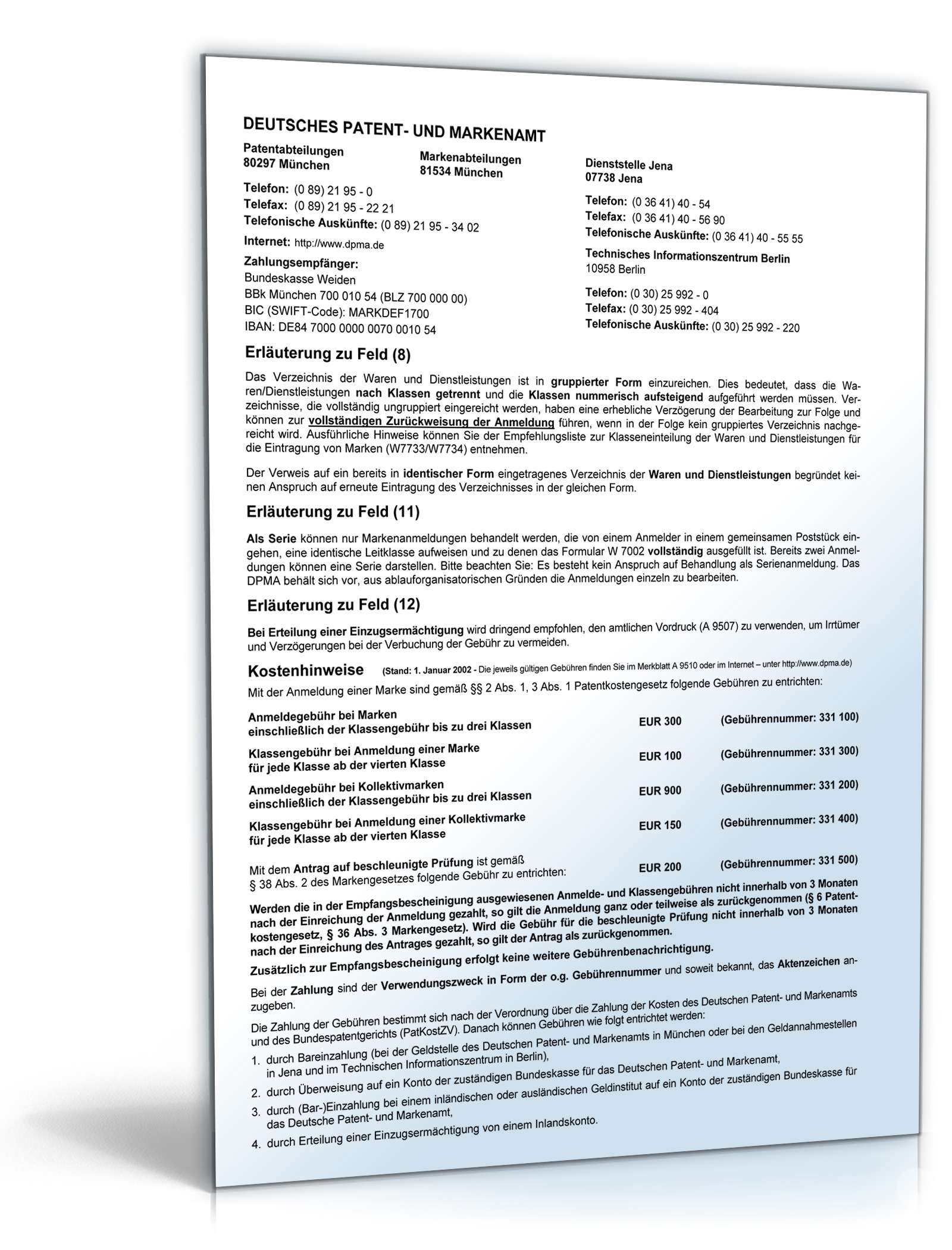 Anmeldung einer Marke beim Patent- und Markenamt PDF. Seite: 2