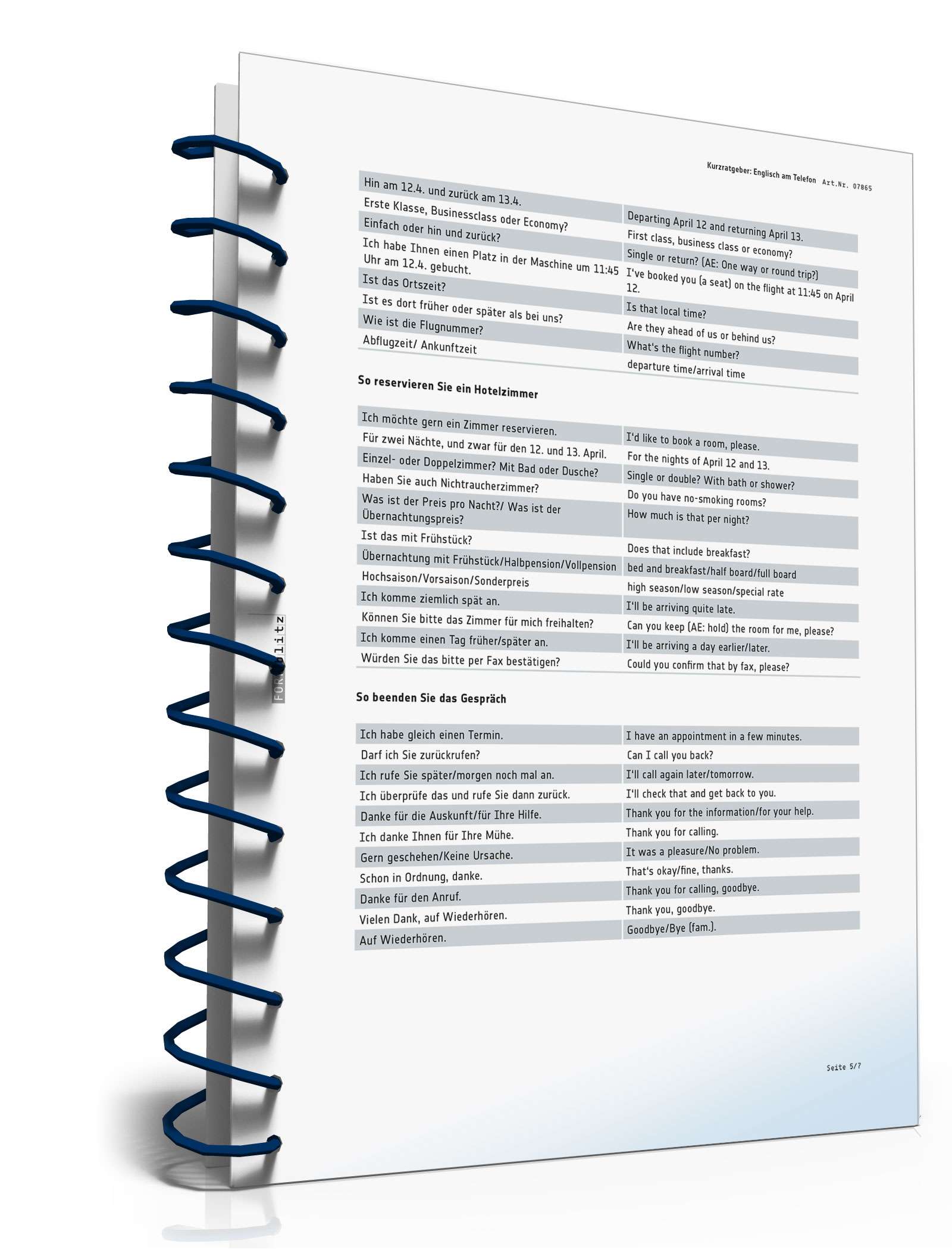 Telefon Englisch Spickzettel PDF. Seite: 4