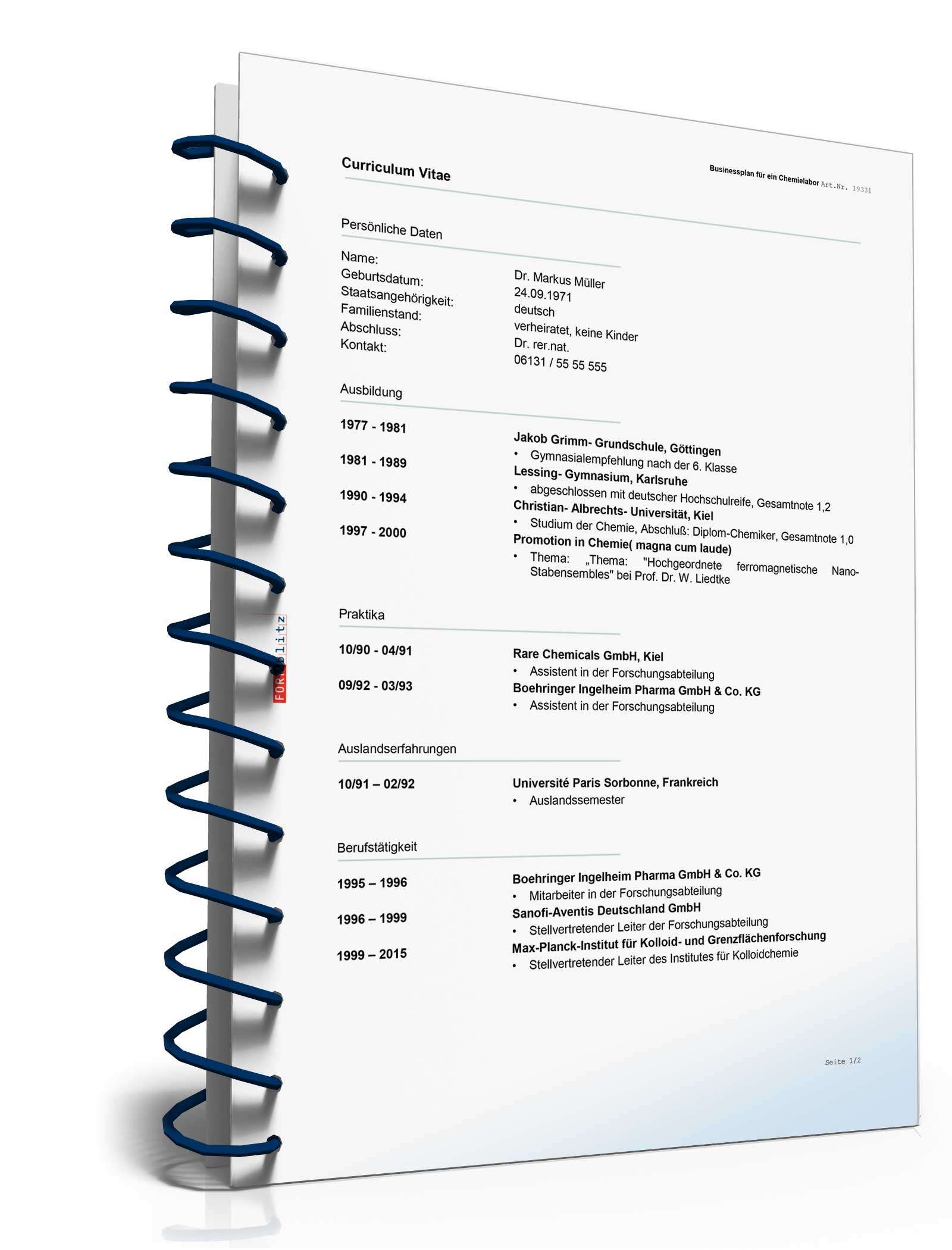 Businessplan Chemielabor/Chemieunternehmen Excel. Seite: 14