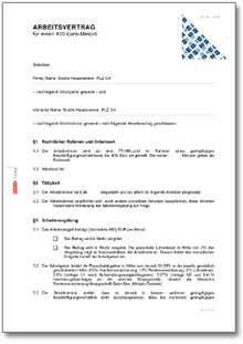 Arbeitsvertrag Minijob Word