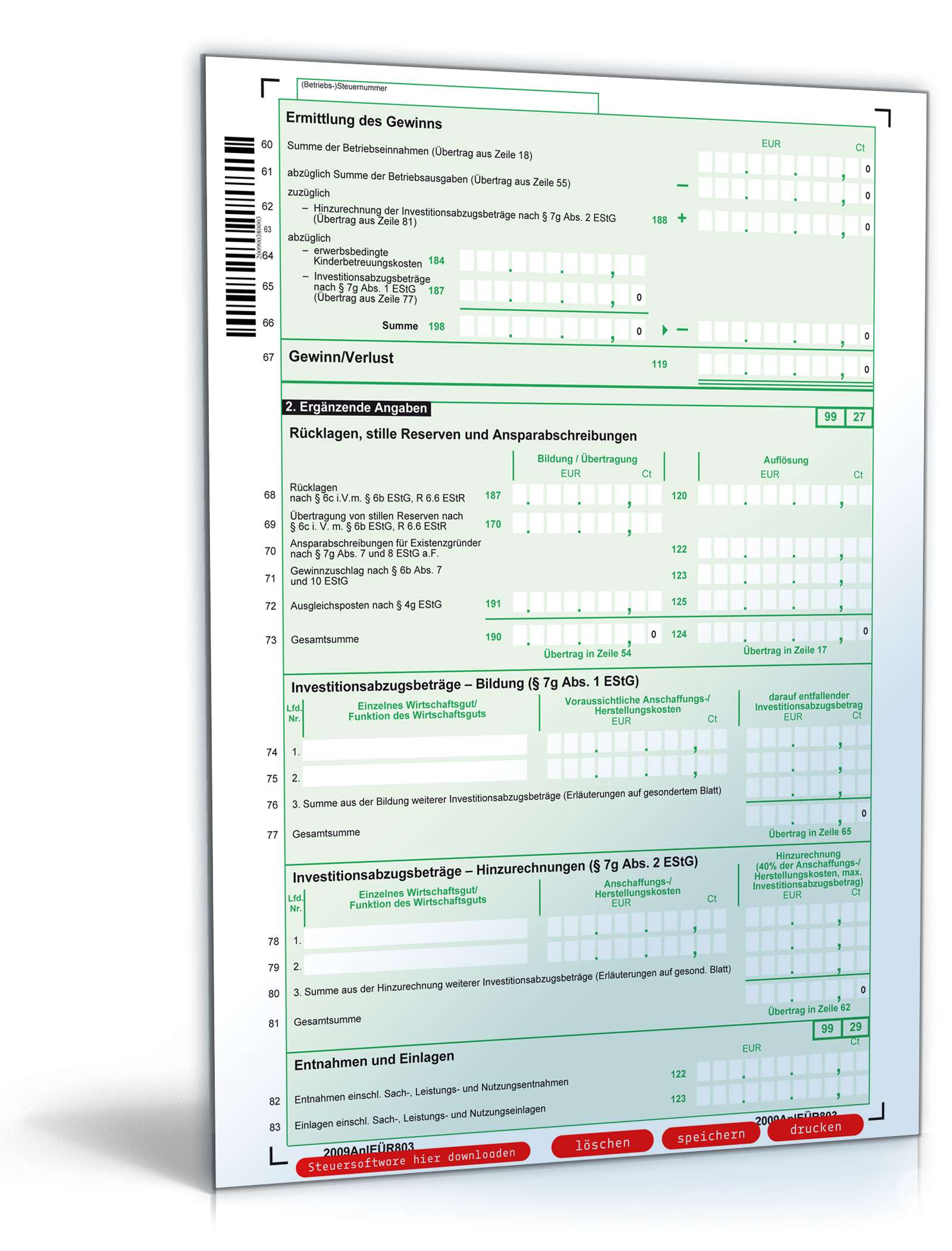 Anlage EÜR 2009 PDF. Seite: 3
