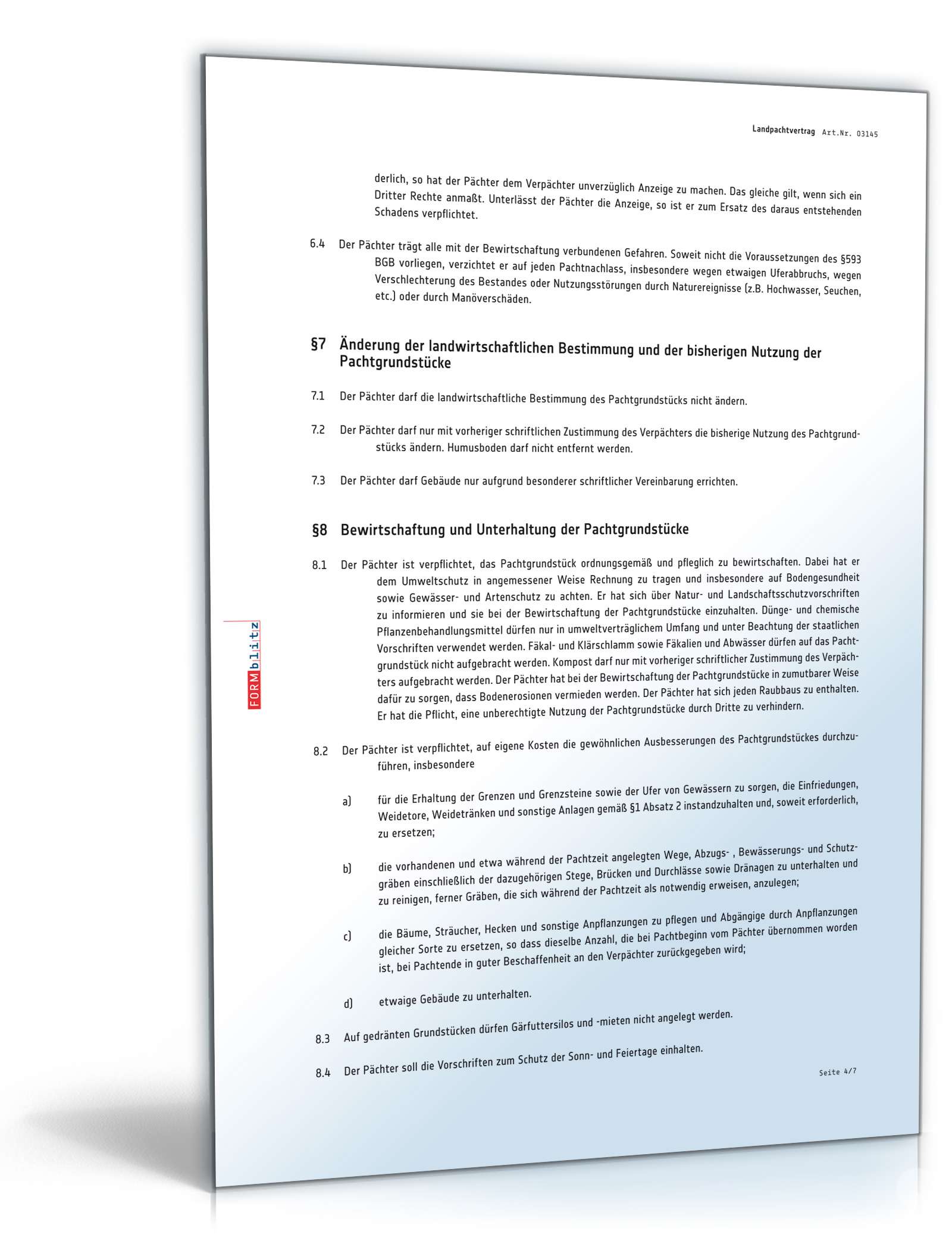 Landpachtvertrag PDF. Seite: 4