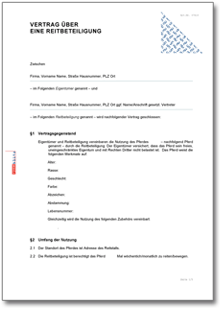 Vertrag Reitbeteiligung Word
