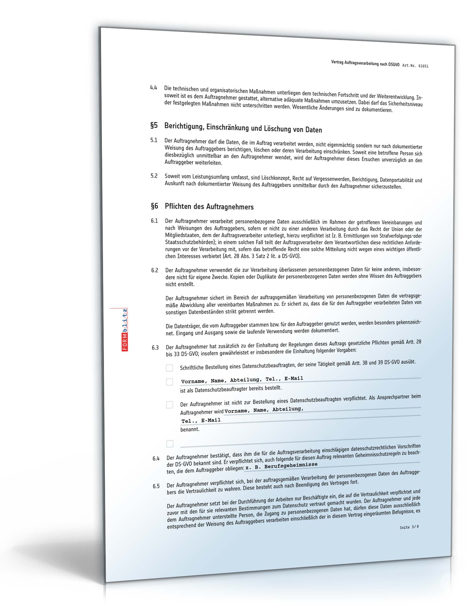 Vertrag Auftragsverarbeitung nach DSGVO PDF. Seite: 3