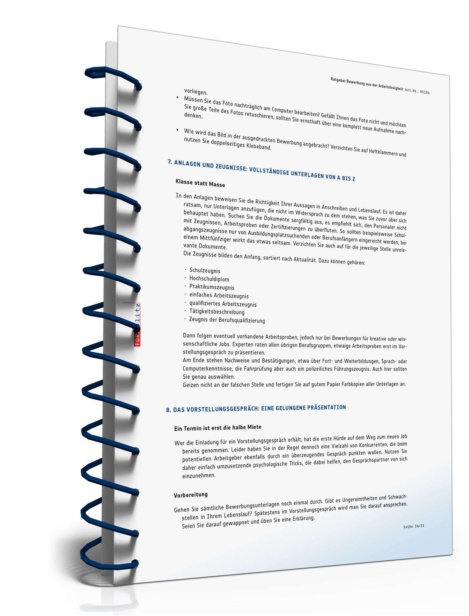 FORMBLITZ Ratgeber: "Bewerbung aus der Arbeitslosigkeit" PDF. Seite: 15