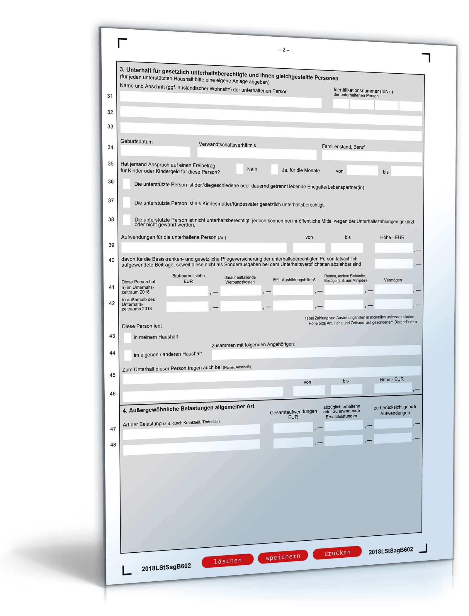 Anlage Sonderausgaben 2018 PDF. Seite: 2