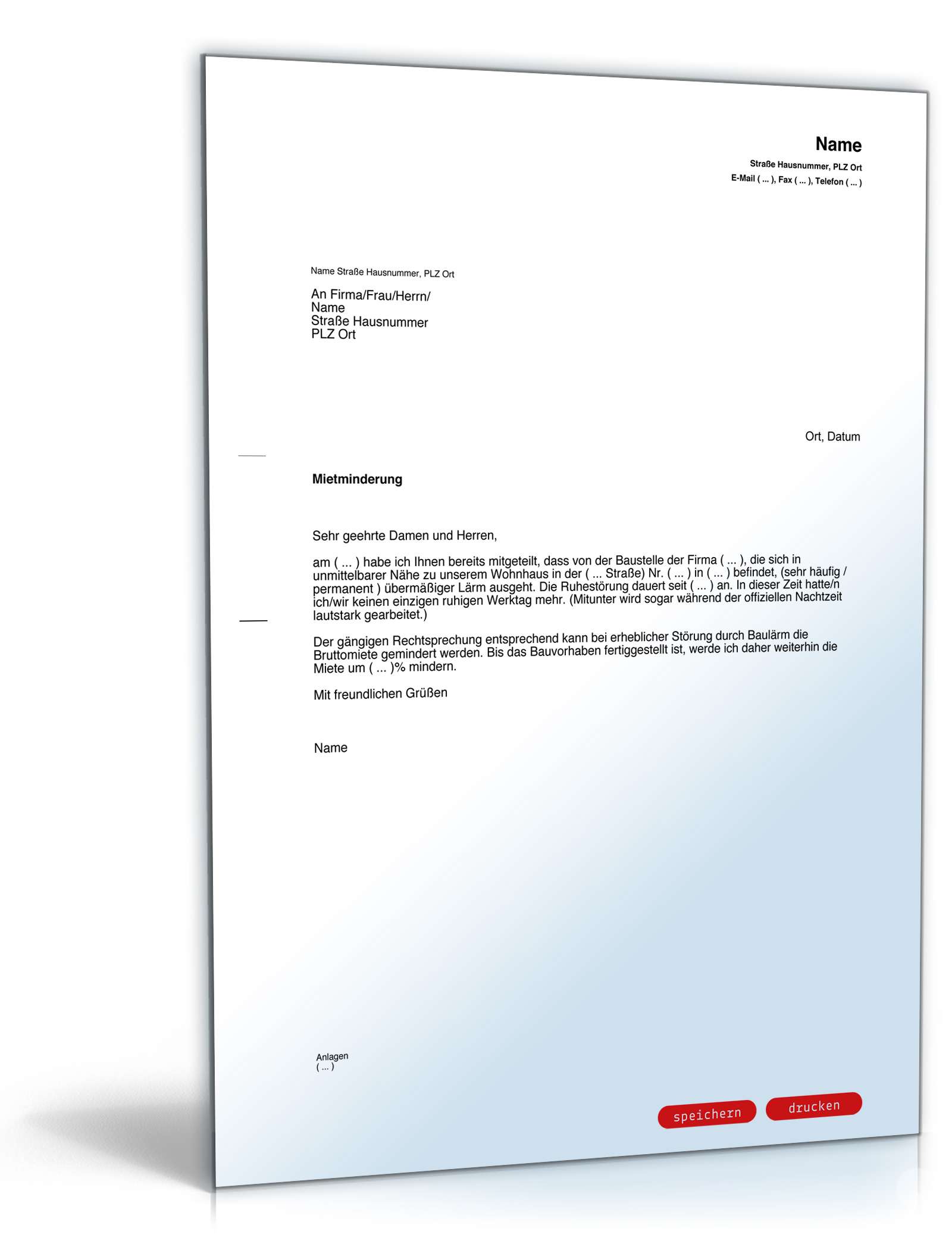 Mietminderung wegen Lärmbelästigung durch Bauarbeiten PDF