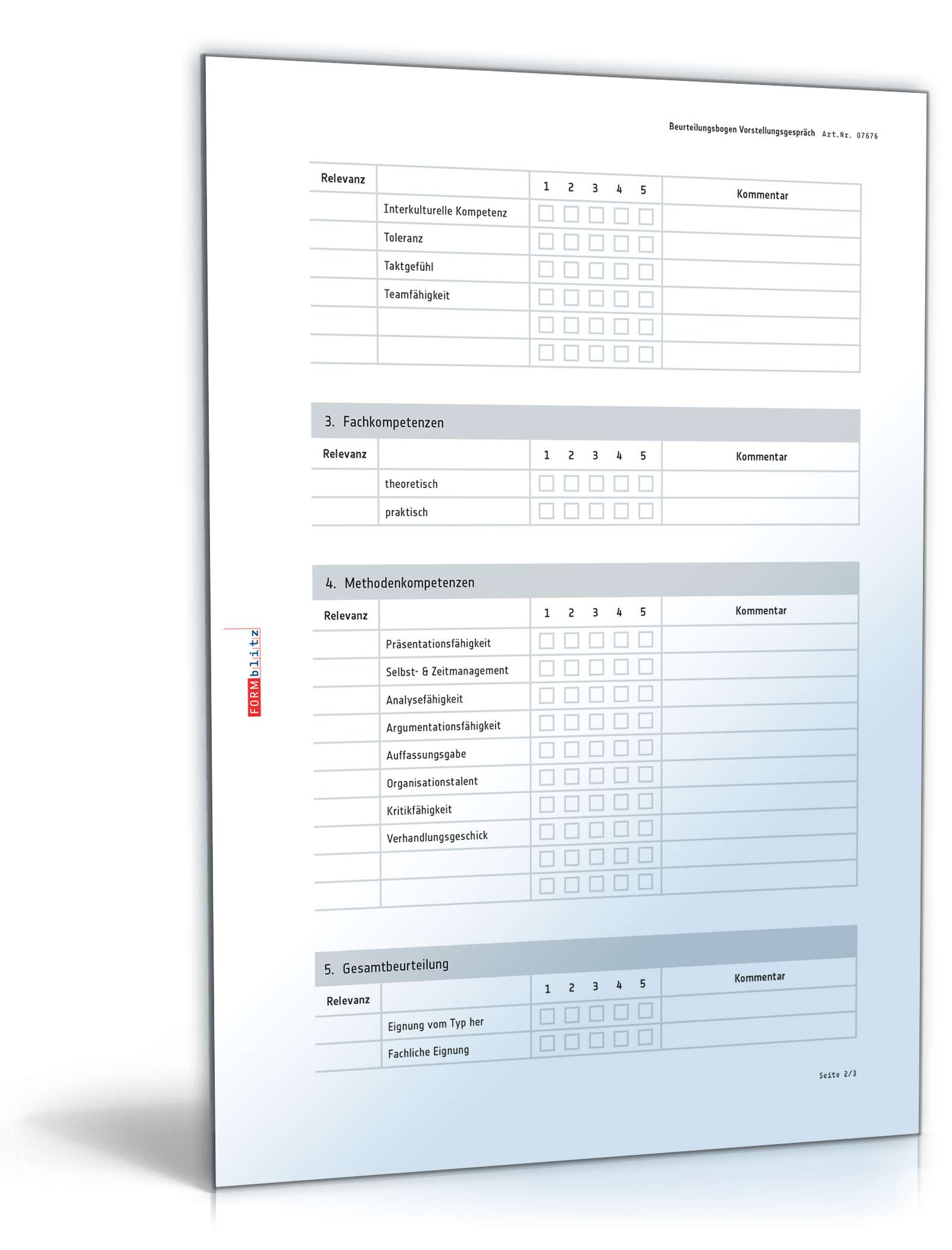 Auswertung Vorstellungsgespräch PDF. Seite: 2
