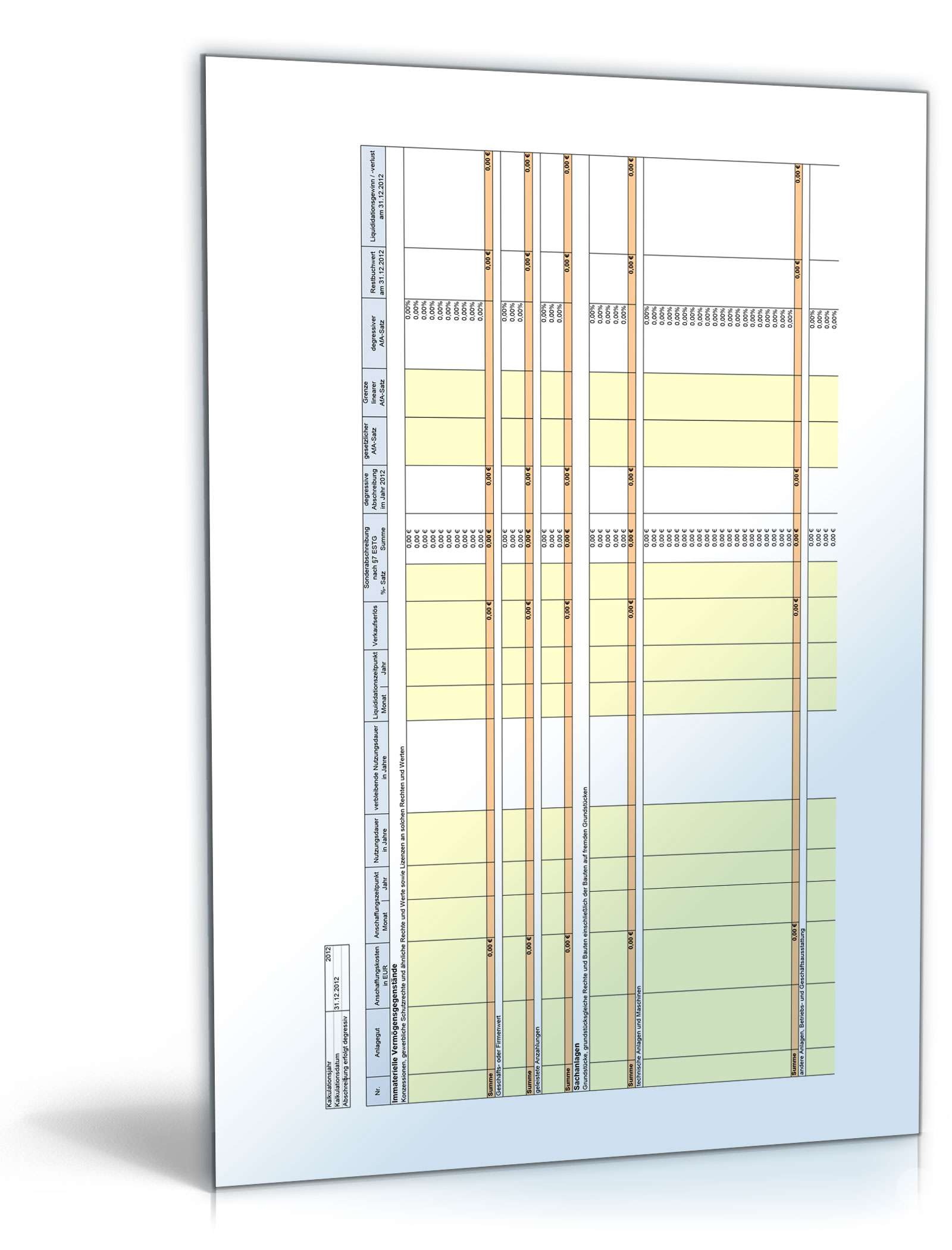 Anlagenverwaltung Excel. Seite: 6