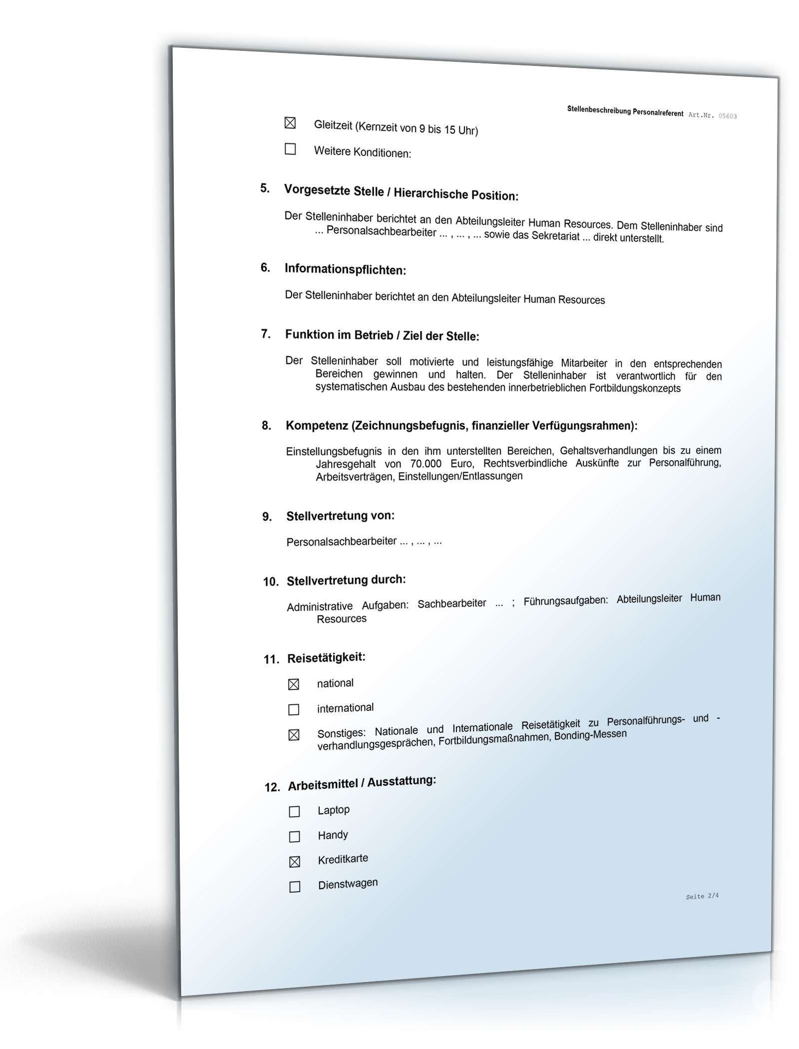Stellenbeschreibung Personalreferent Word. Seite: 2