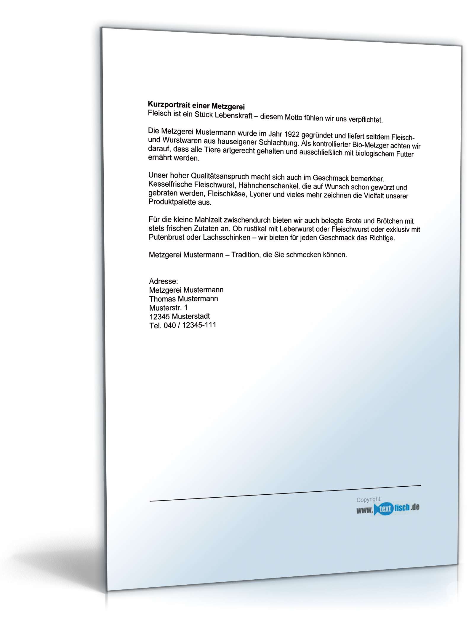 Werbetext für eine Metzgerei