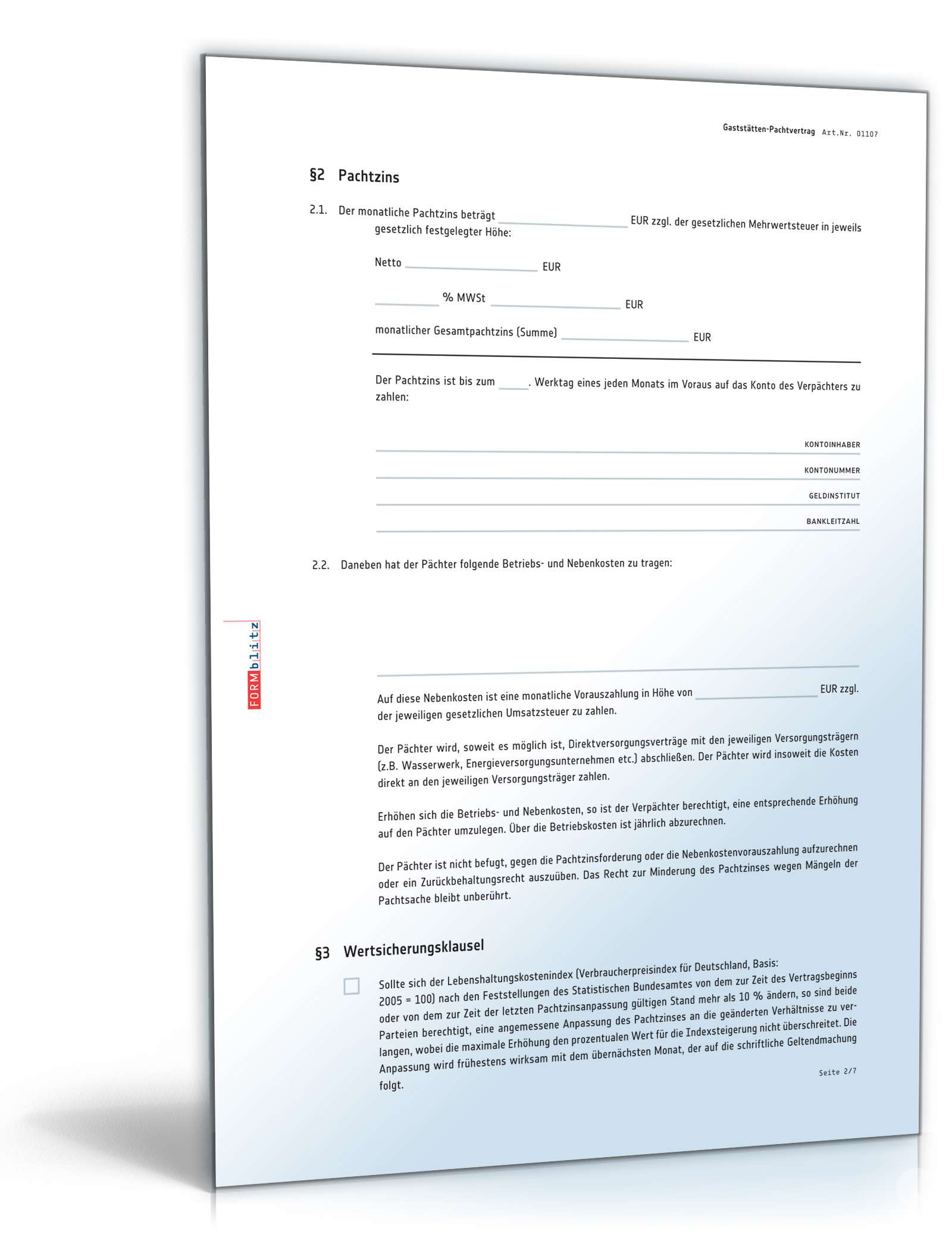 Pachtvertrag Gaststätte PDF. Seite: 2