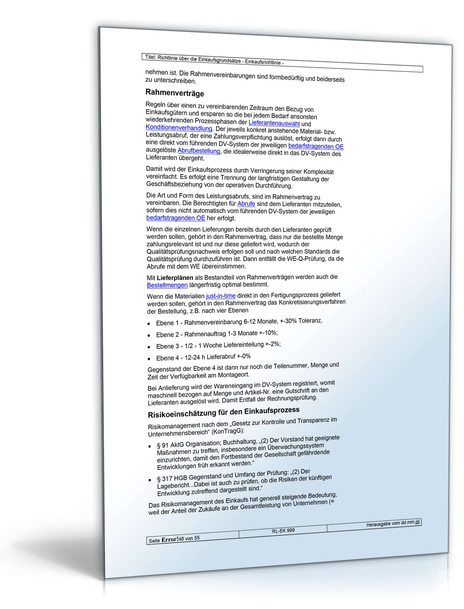 Richtlinien über die Einkaufsgrundsätze Word. Seite: 48